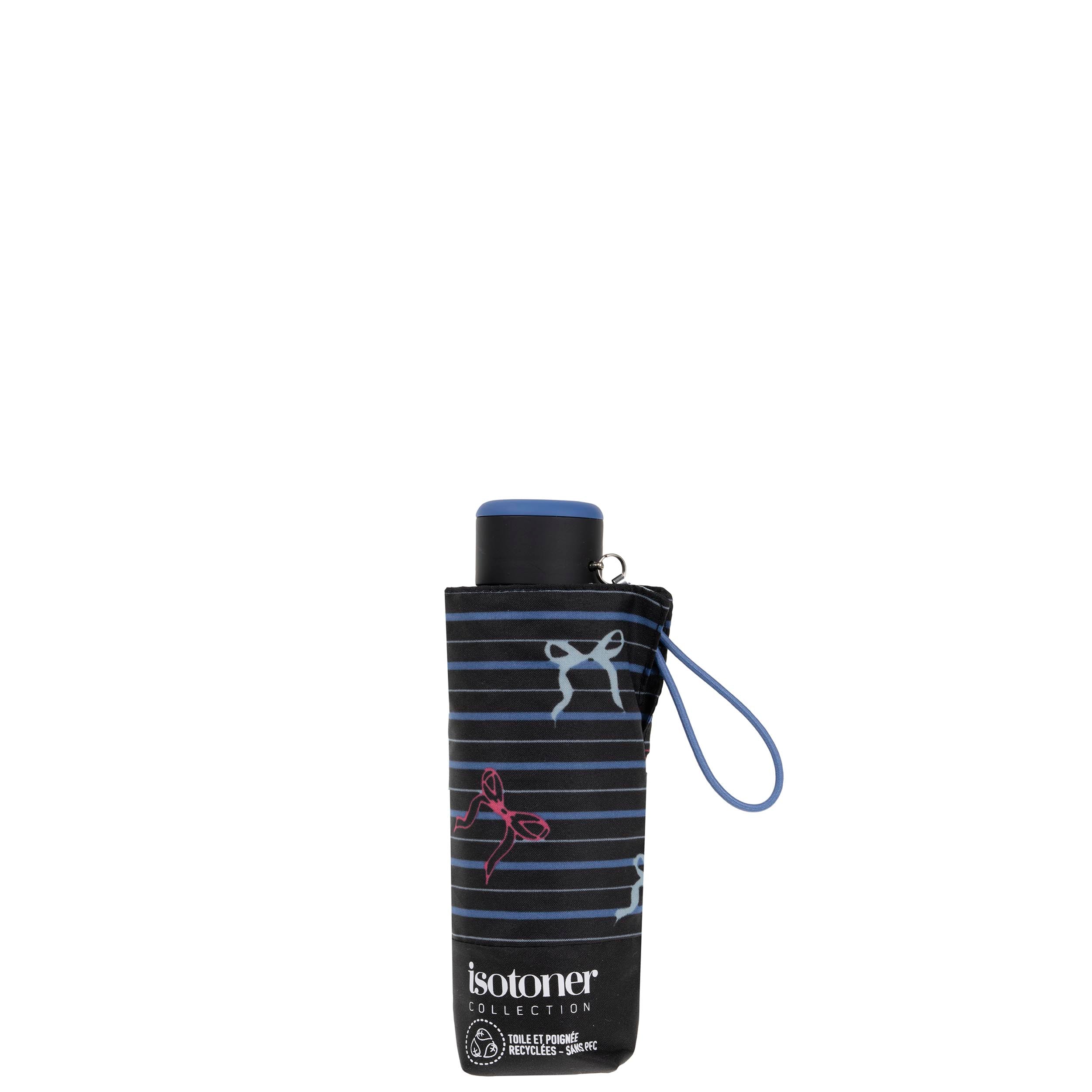isotoner-parapluie-mini-slim-rayure-n-ud-bleu-compact-16-cm image 4
