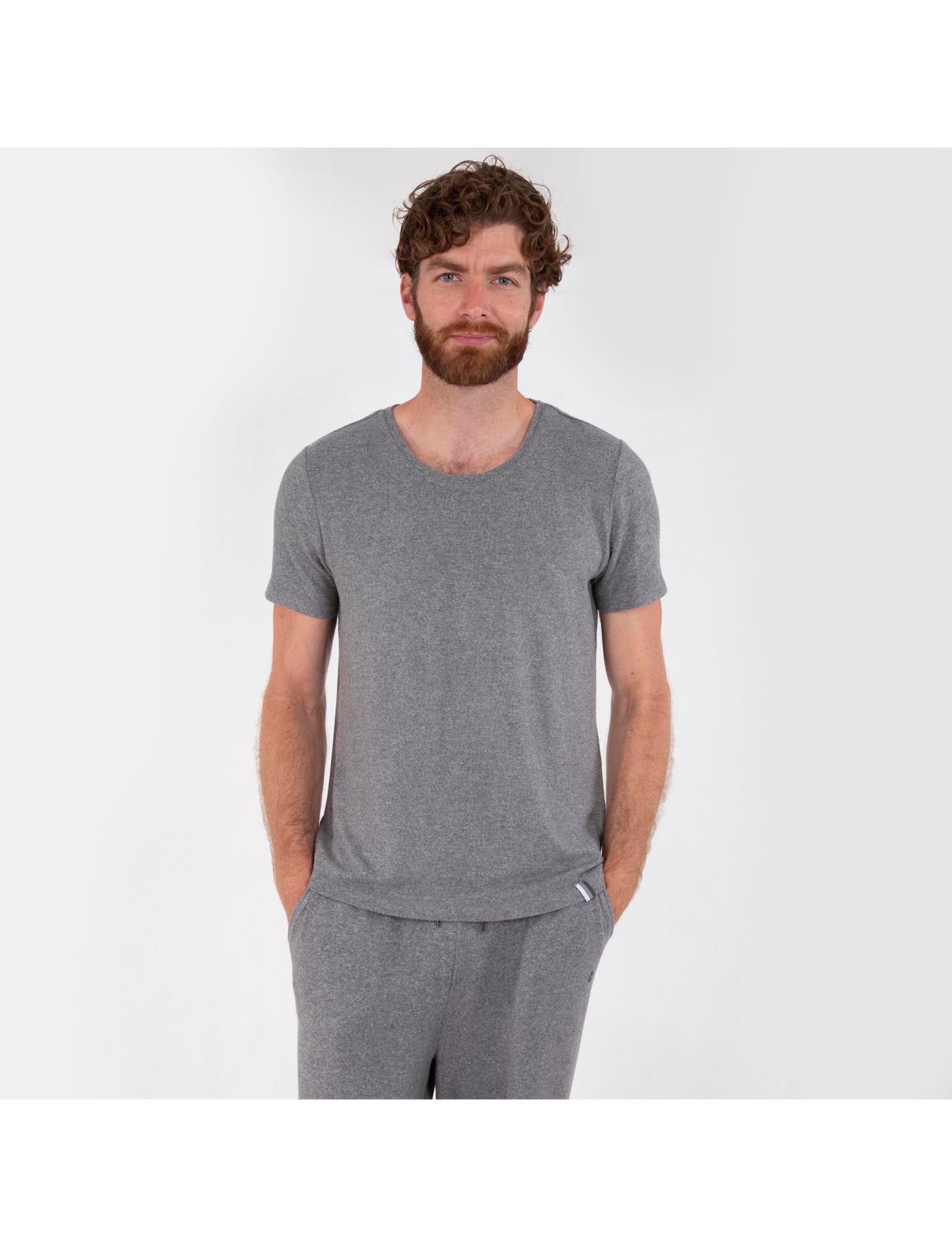 isotoner-t-shirt-manches-courtes-homme-gris-viscose-ecovero image 6