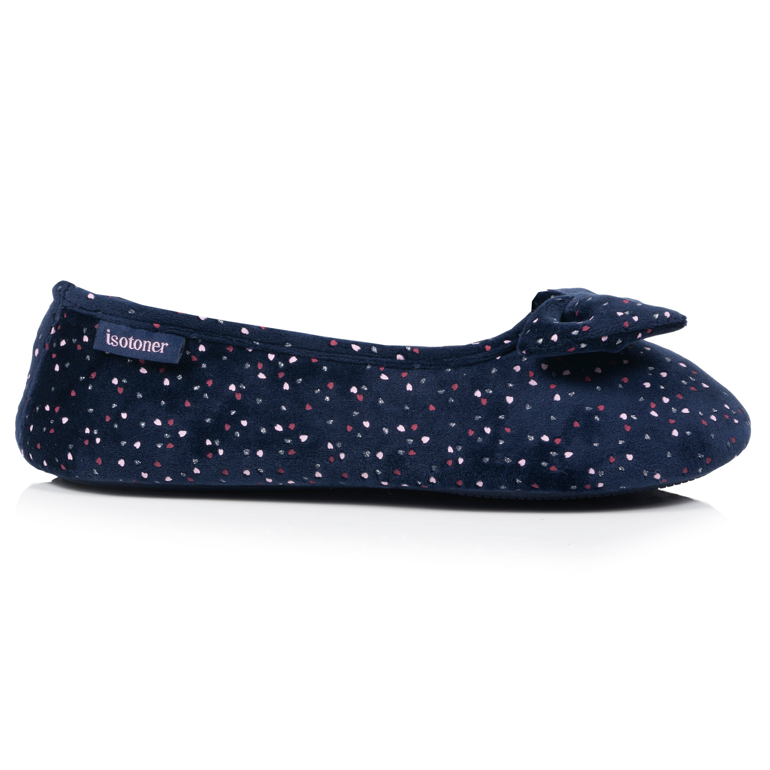 isotoner-chaussons-ballerines-femme-marine-pois-m-moire-de-forme image 8