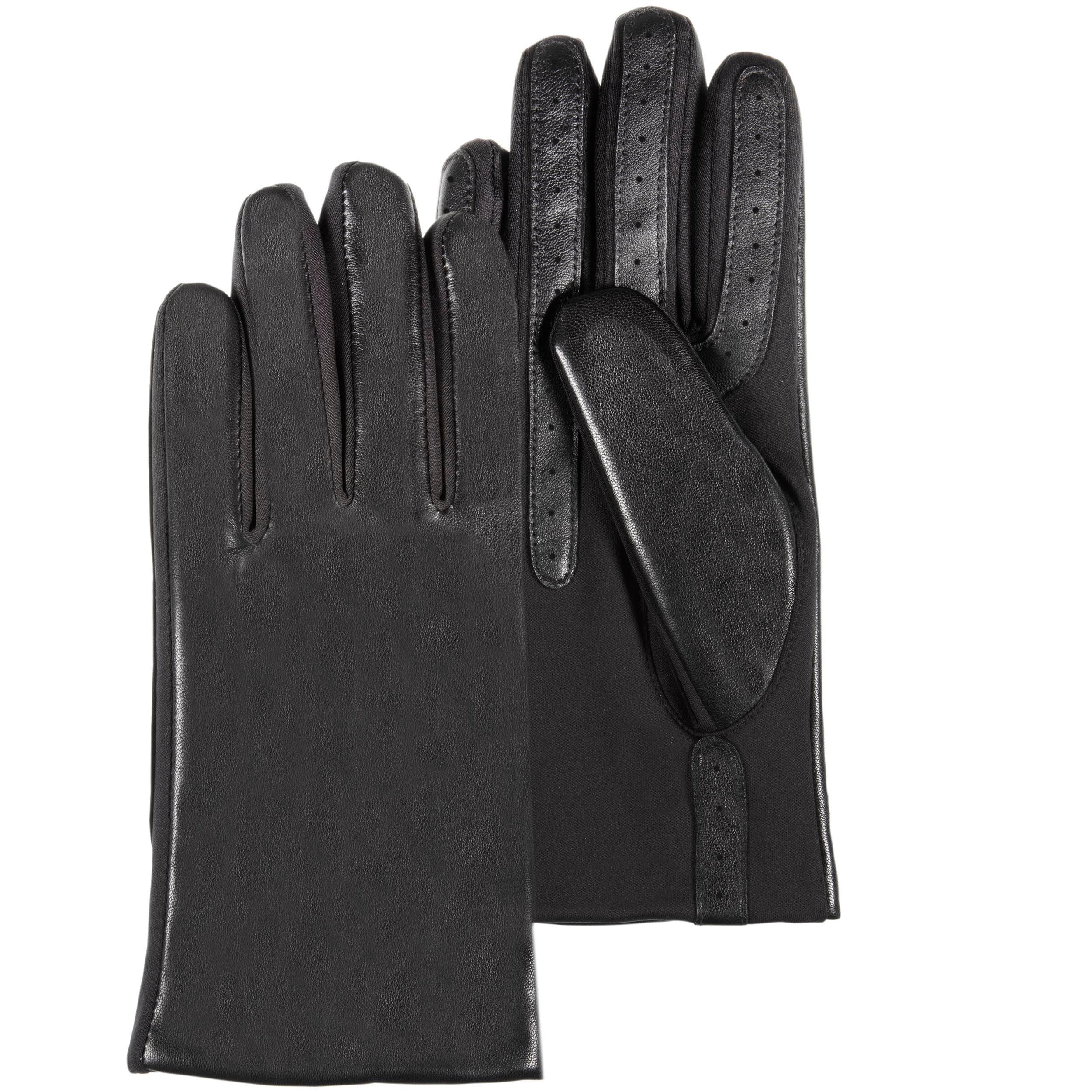 isotoner-gants-femme-tactiles-cuir-de-mouton-noir image 1