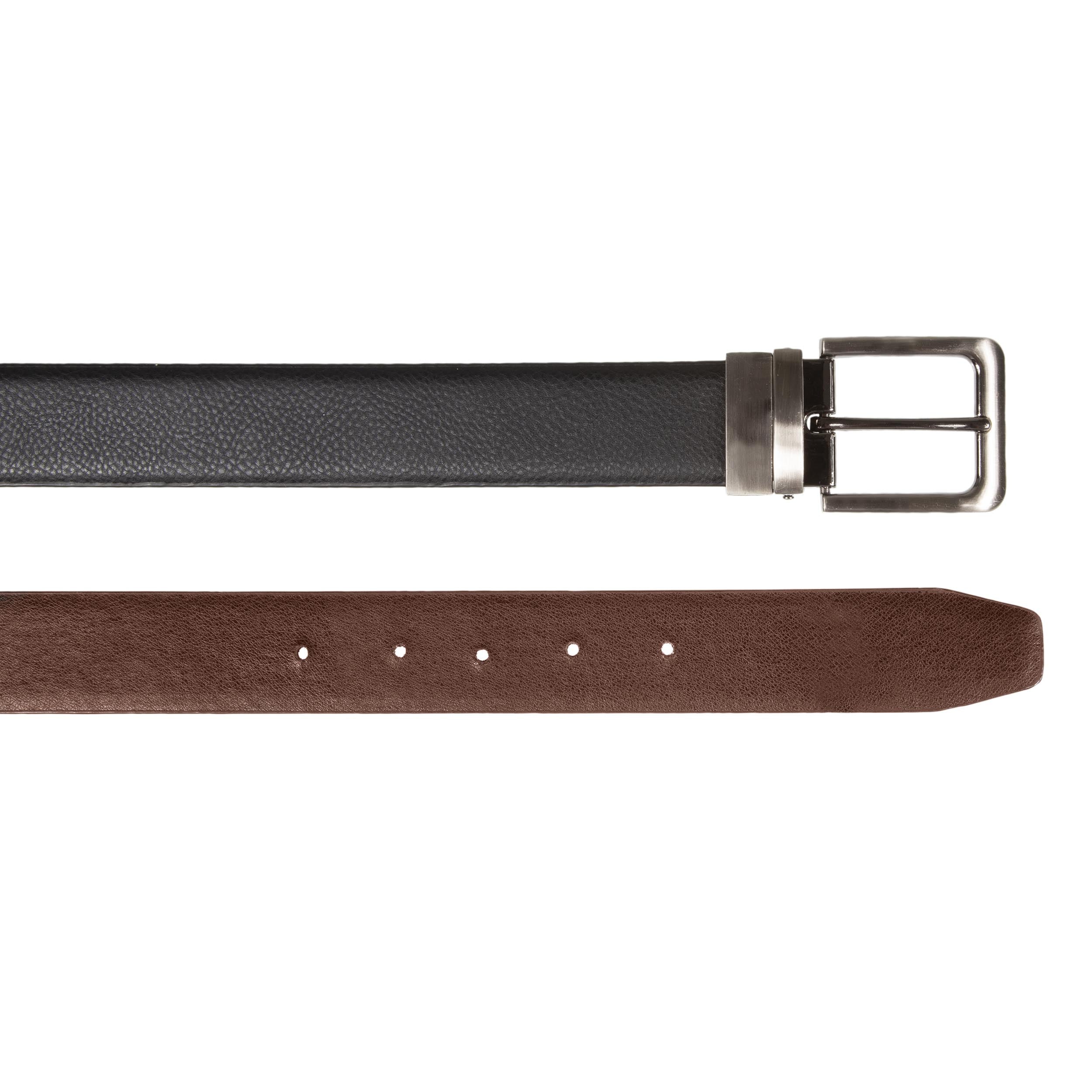 isotoner-ceinture-homme-2-en-1-grain-noir-marron image 2