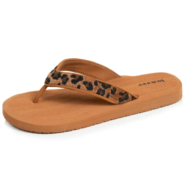 isotoner-yoga-jungle-tongs-femme-marron-l-opard image 1