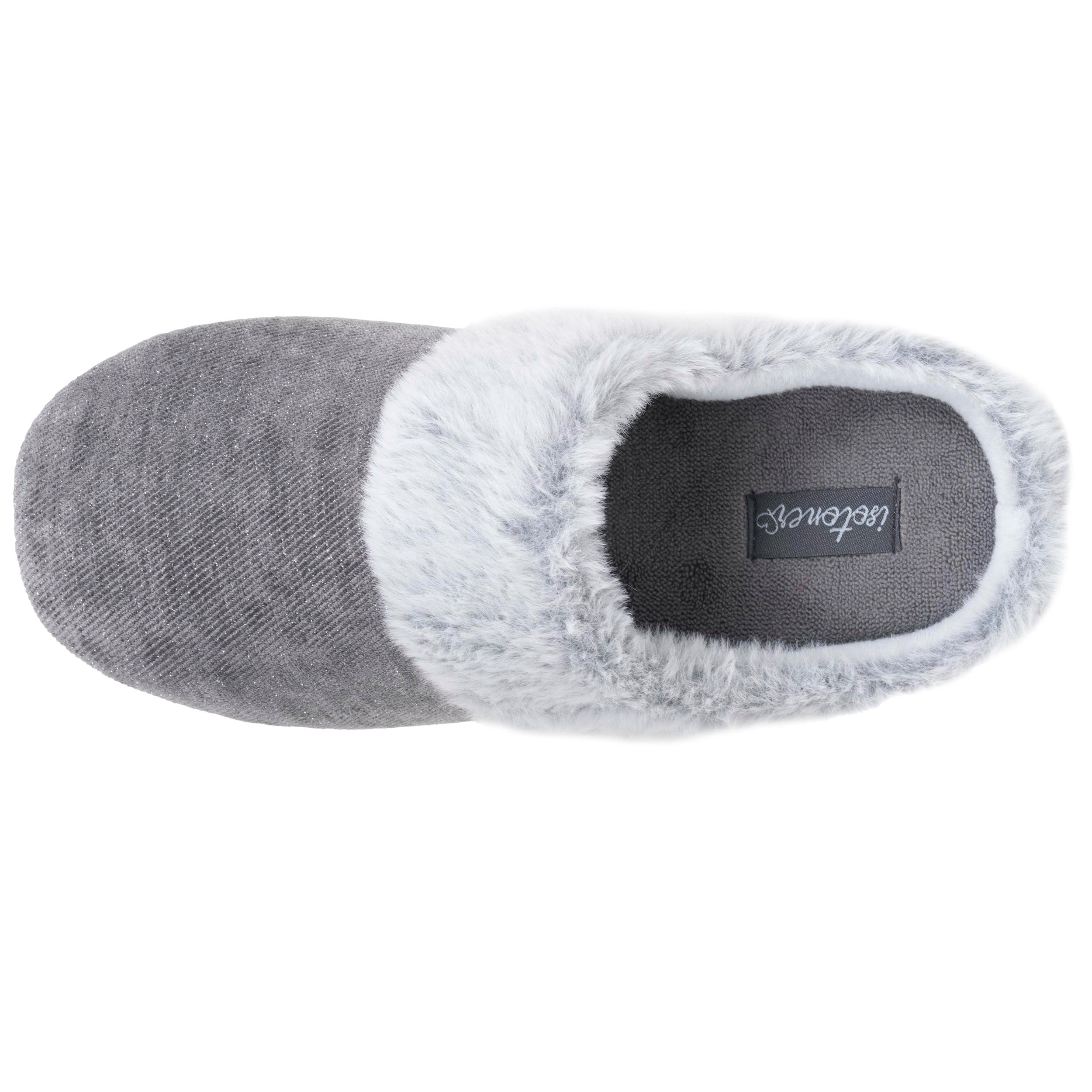 isotoner-chaussons-mules-femme-paillet-gris-fonc image 3