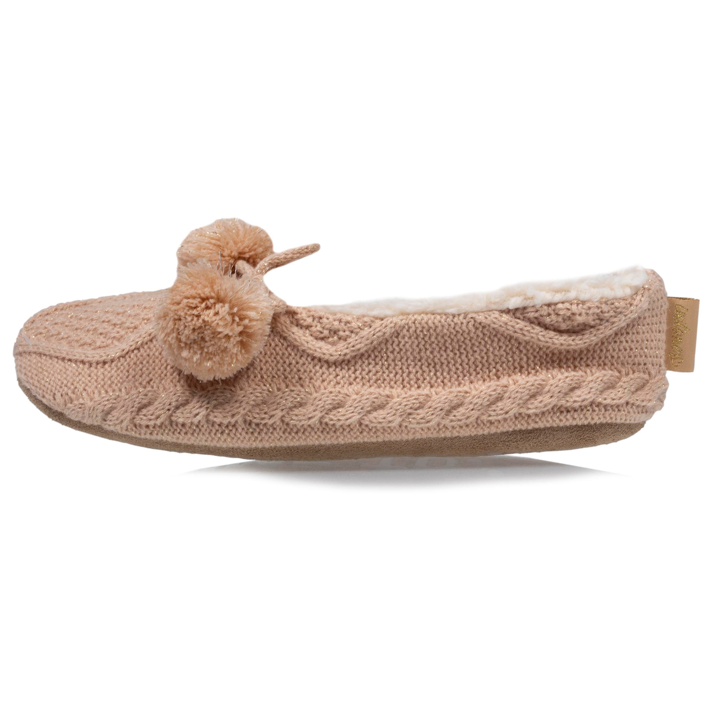 isotoner-chaussettes-chaussons-femme-pompons-sherpa-beige image 4