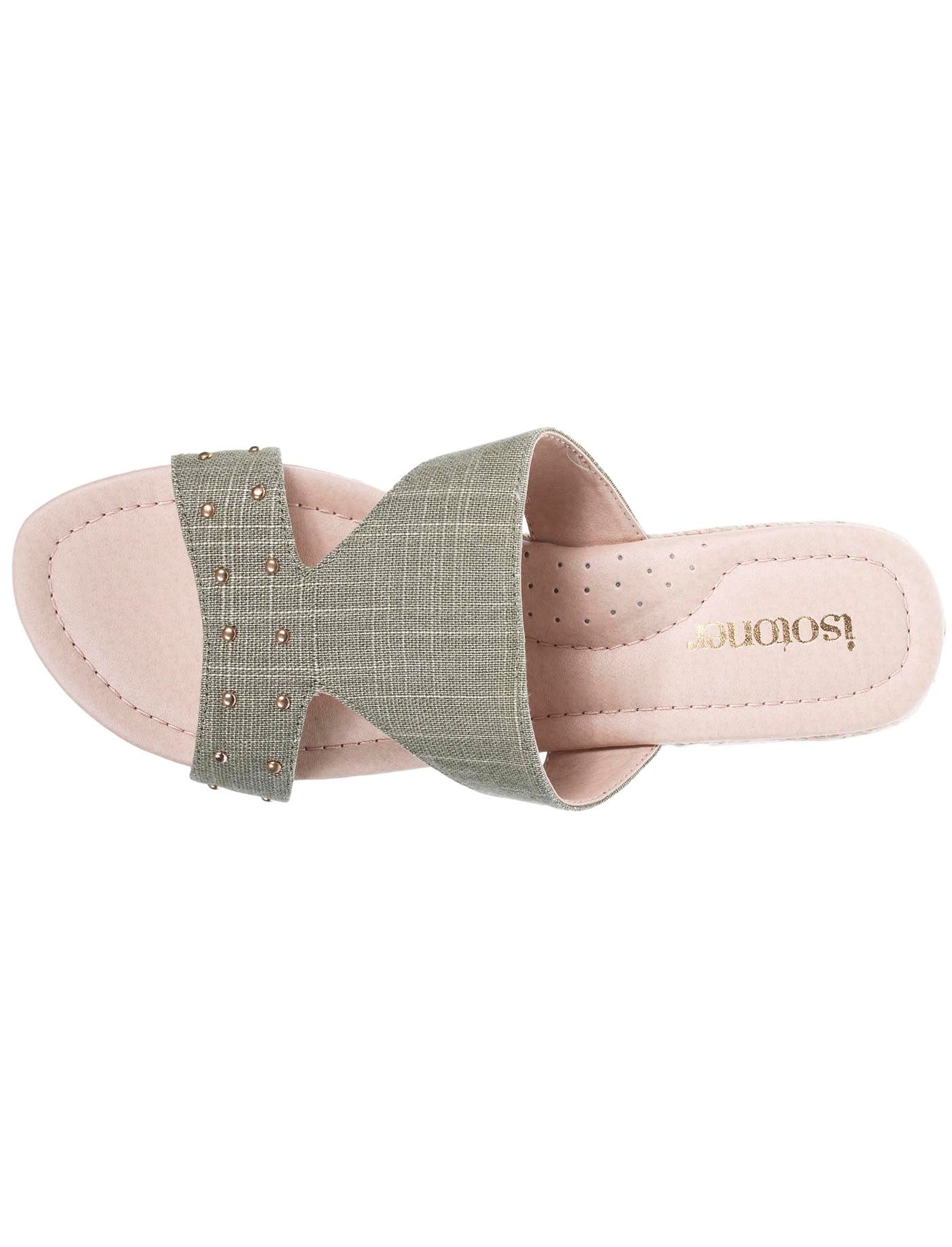 isotoner-mules-sandales-femme-clout-e-talon-corde-kaki image 7