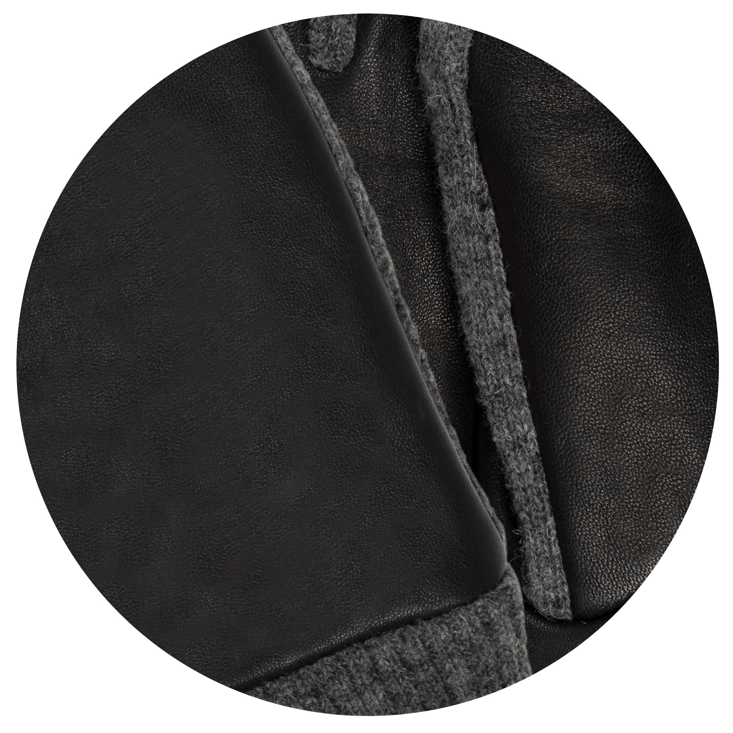 isotoner-gants-femme-tactiles-cuir-agneau-maille-noir image 2