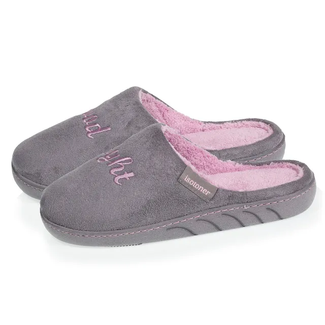 isotoner-chaussons-mules-junior-gris-rose image 1