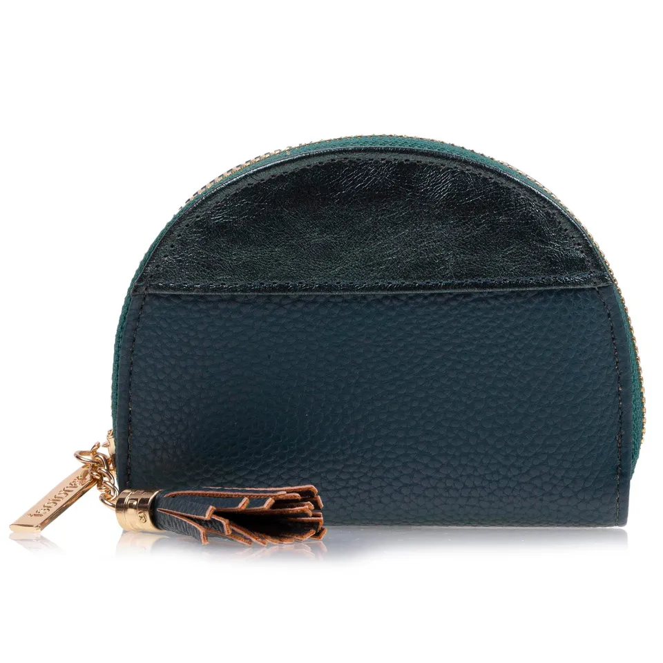 isotoner-porte-monnaie-demi-lune-femme-vert-anti-rfid image 1