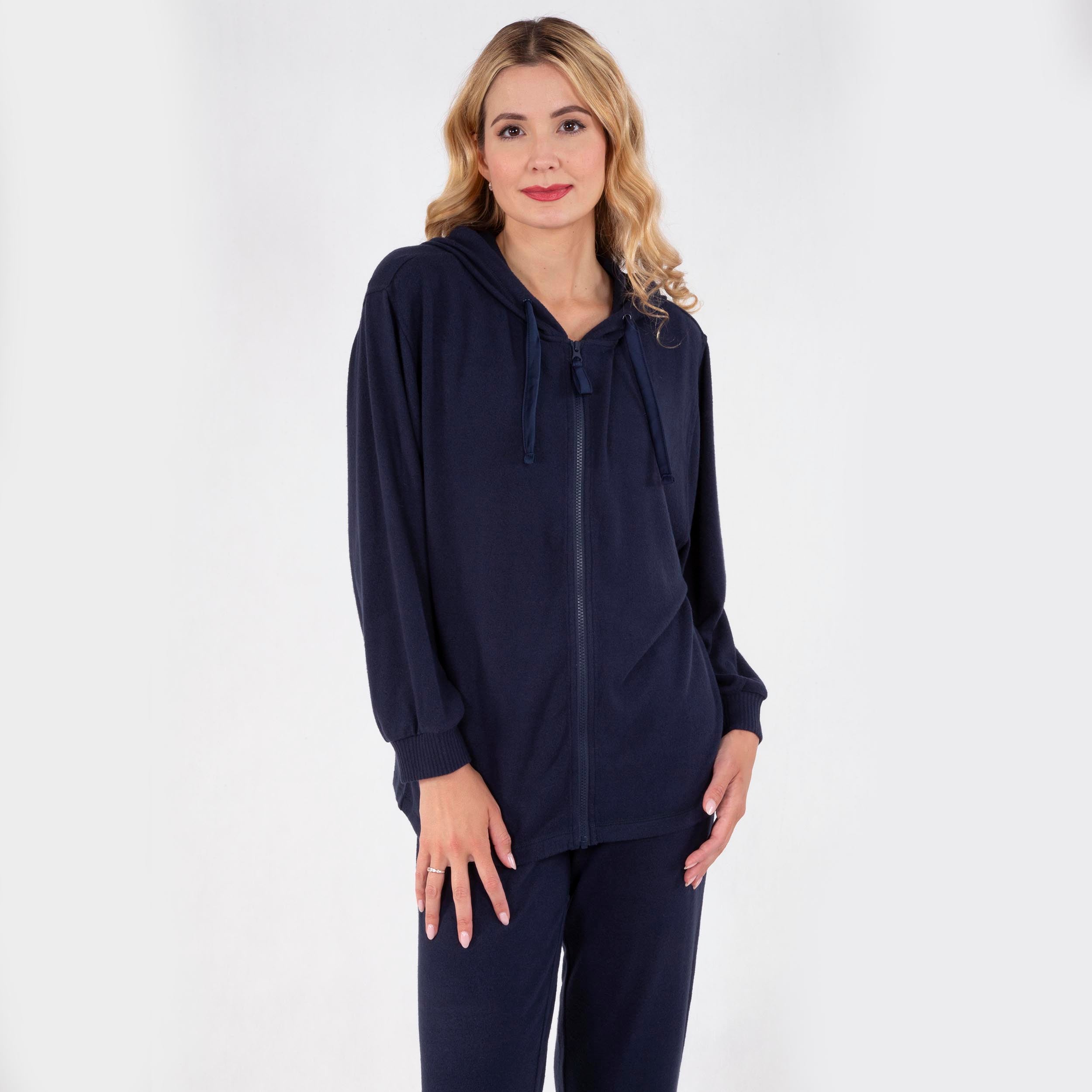 isotoner-sweat-shirt-capuche-femme-marine-ultra-doux image 1