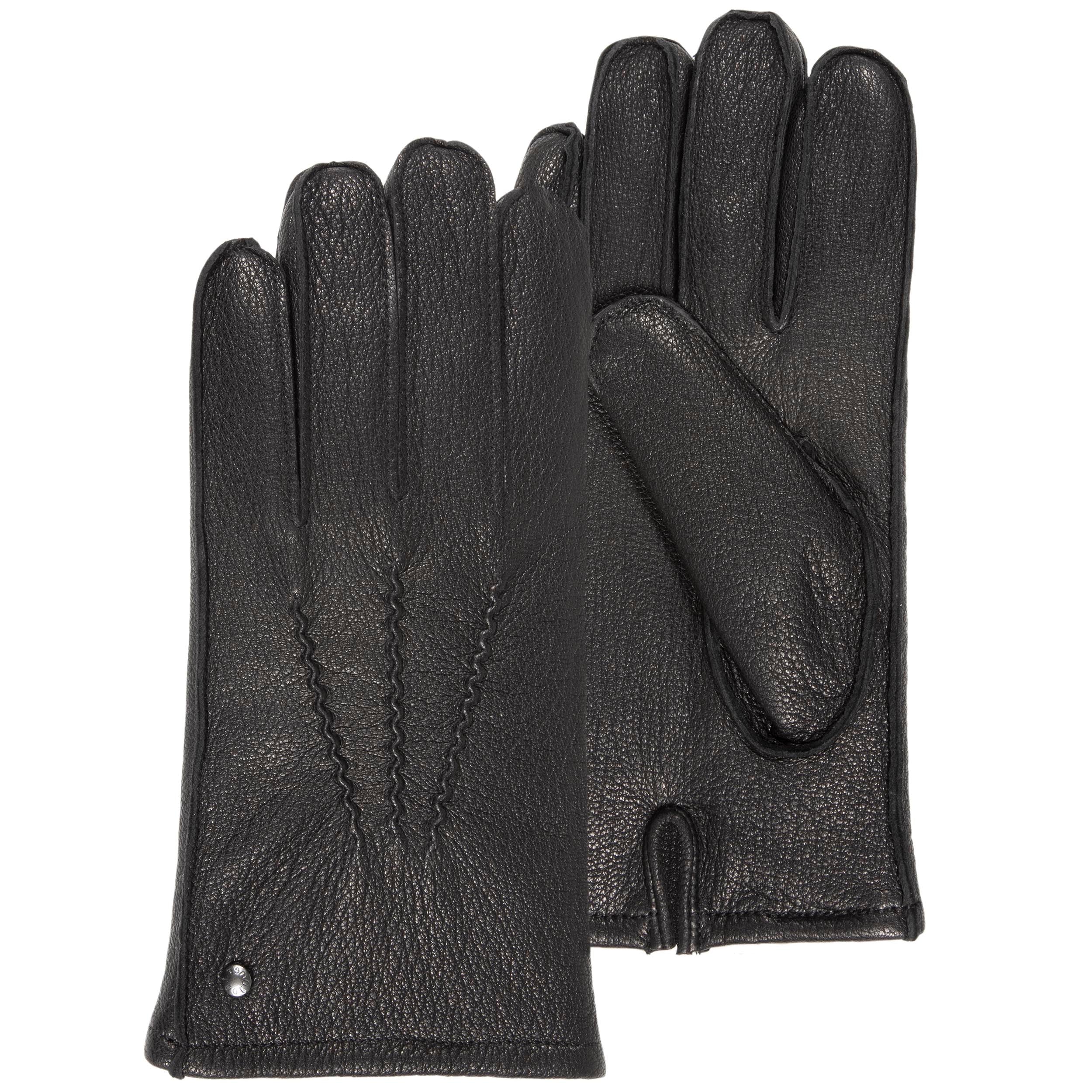 isotoner-gants-homme-cuir-de-ch-vre-noir-doubl-s-chaud image 1