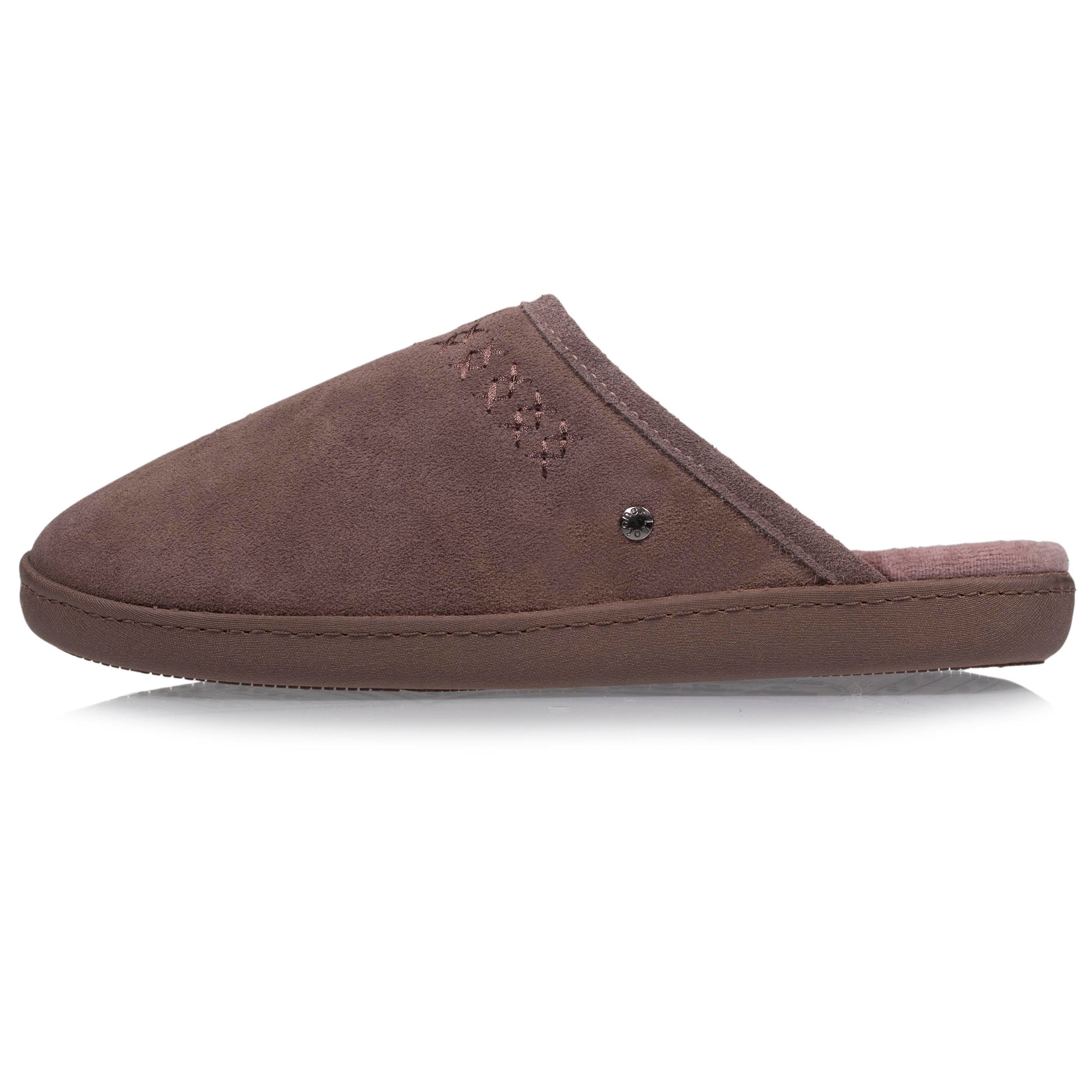 isotoner-chaussons-mules-cuir-femme-taupe-les-premium image 3