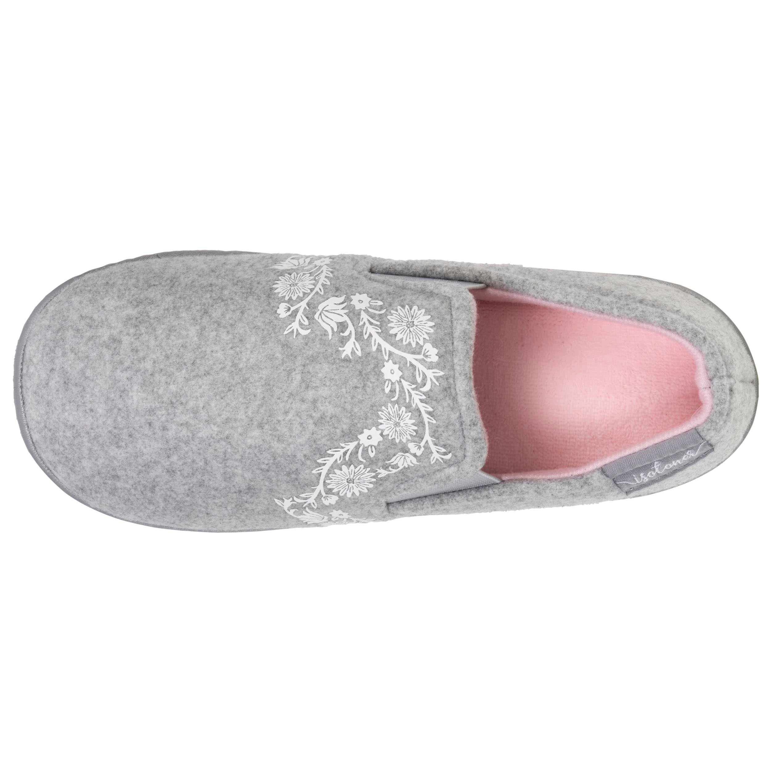 isotoner-chaussons-sans-g-nes-junior-gris-chin-fleurs image 2