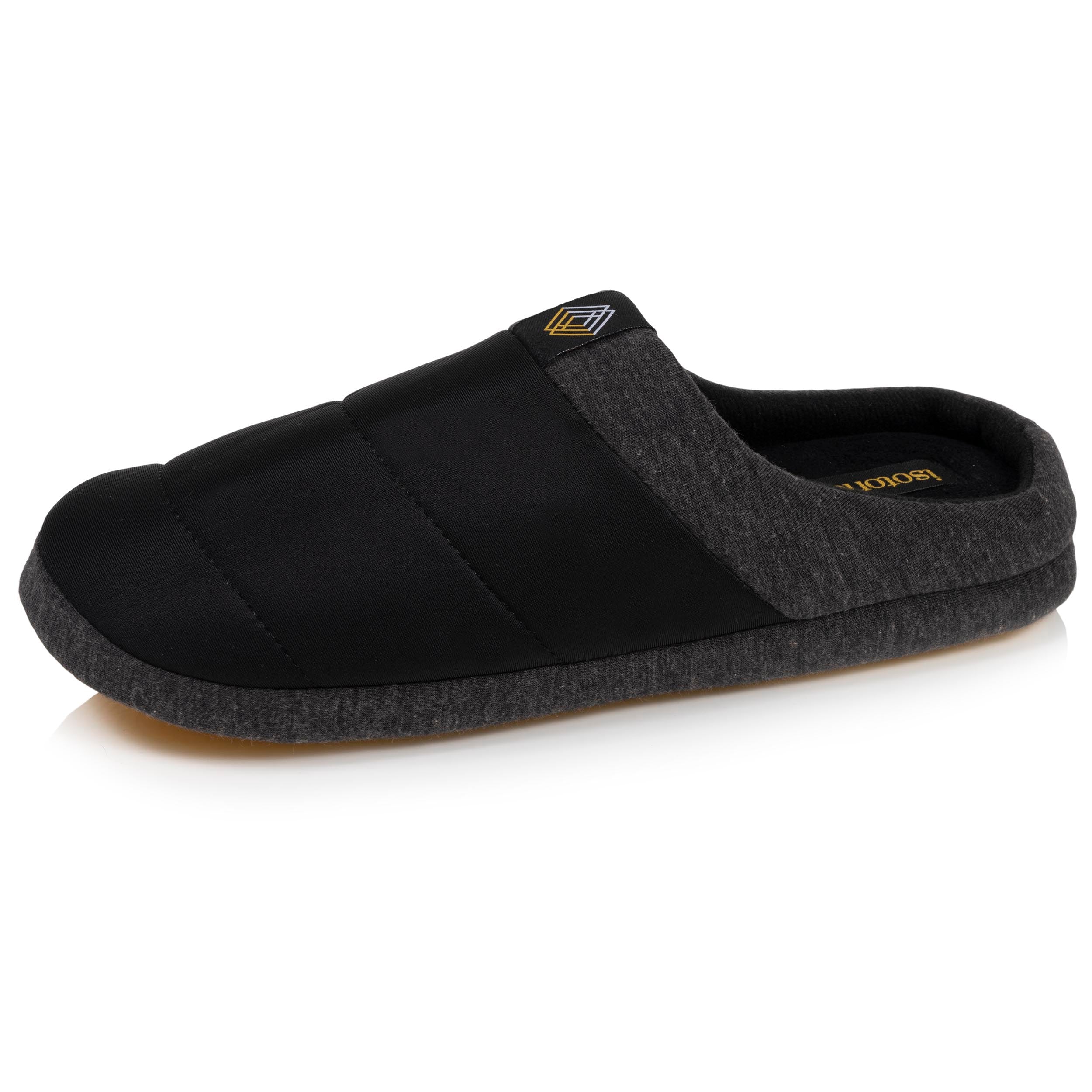 isotoner-chaussons-mules-homme-nylon-noir image 1