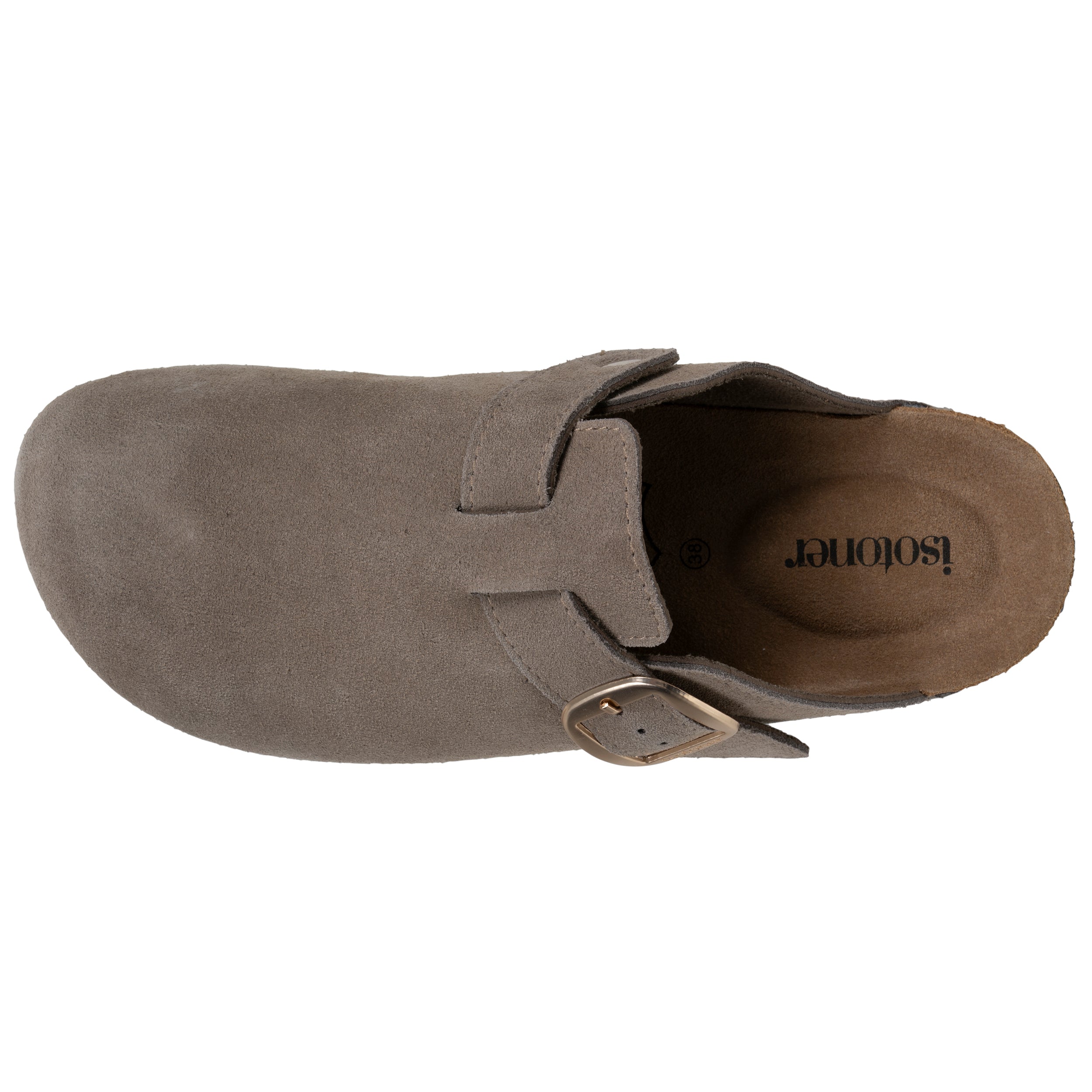 isotoner-mules-sabots-femme-cuir-taupe-everywear image 2