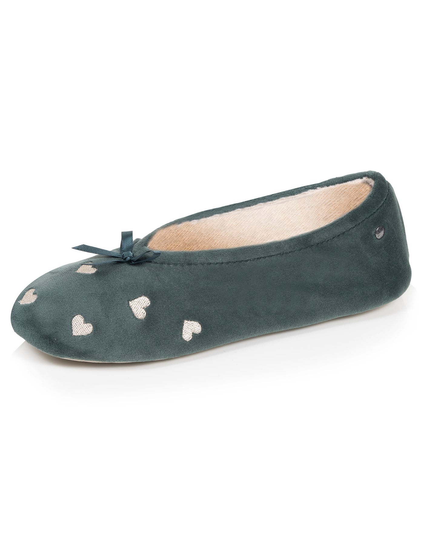 isotoner-chaussons-ballerines-femme-grand-n-ud-sauge image 6
