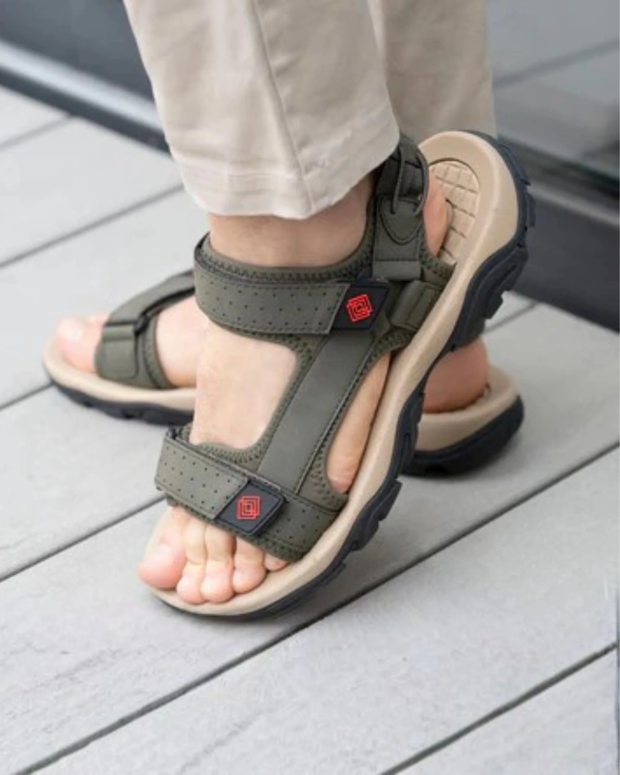 isotoner-sandales-homme-sport-kaki-everywear image 2