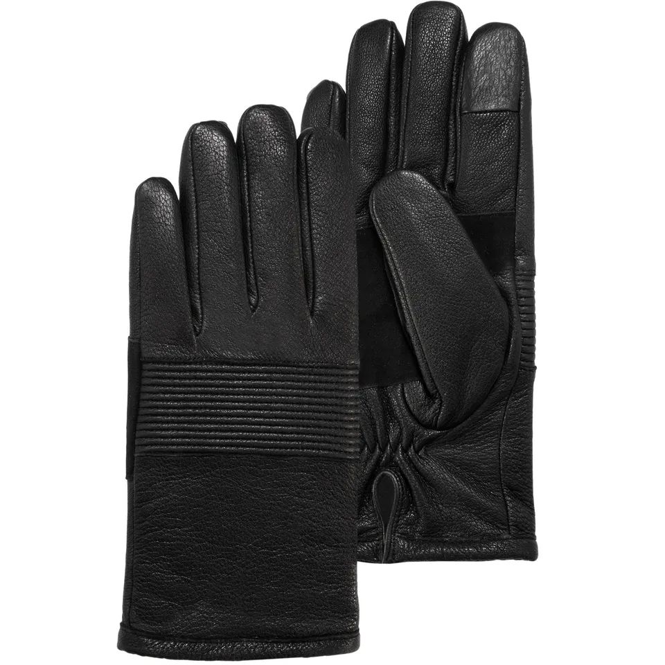 isotoner-gants-homme-sp-cial-v-lo-cuir-ch-vre-noir image 1