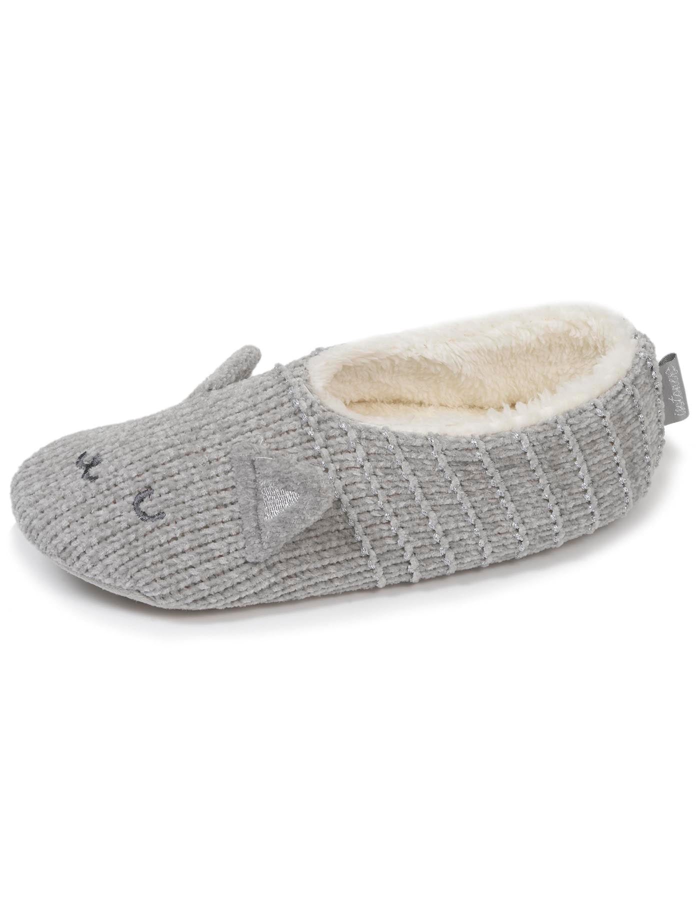 isotoner-chaussettes-chaussons-fourr-es-femme-gris-chat image 6