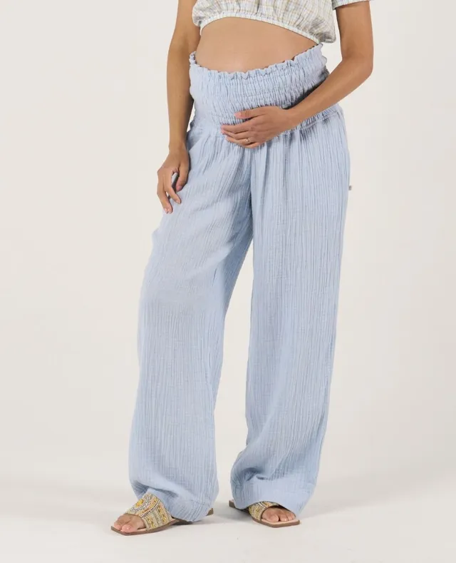 cache-c-ur-pantalon-de-maternit-myriam-bleu-gaze-de-coton image 1