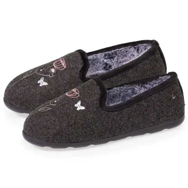 isotoner-chausson-slippers-femme-gris-dessin-everywear image 1