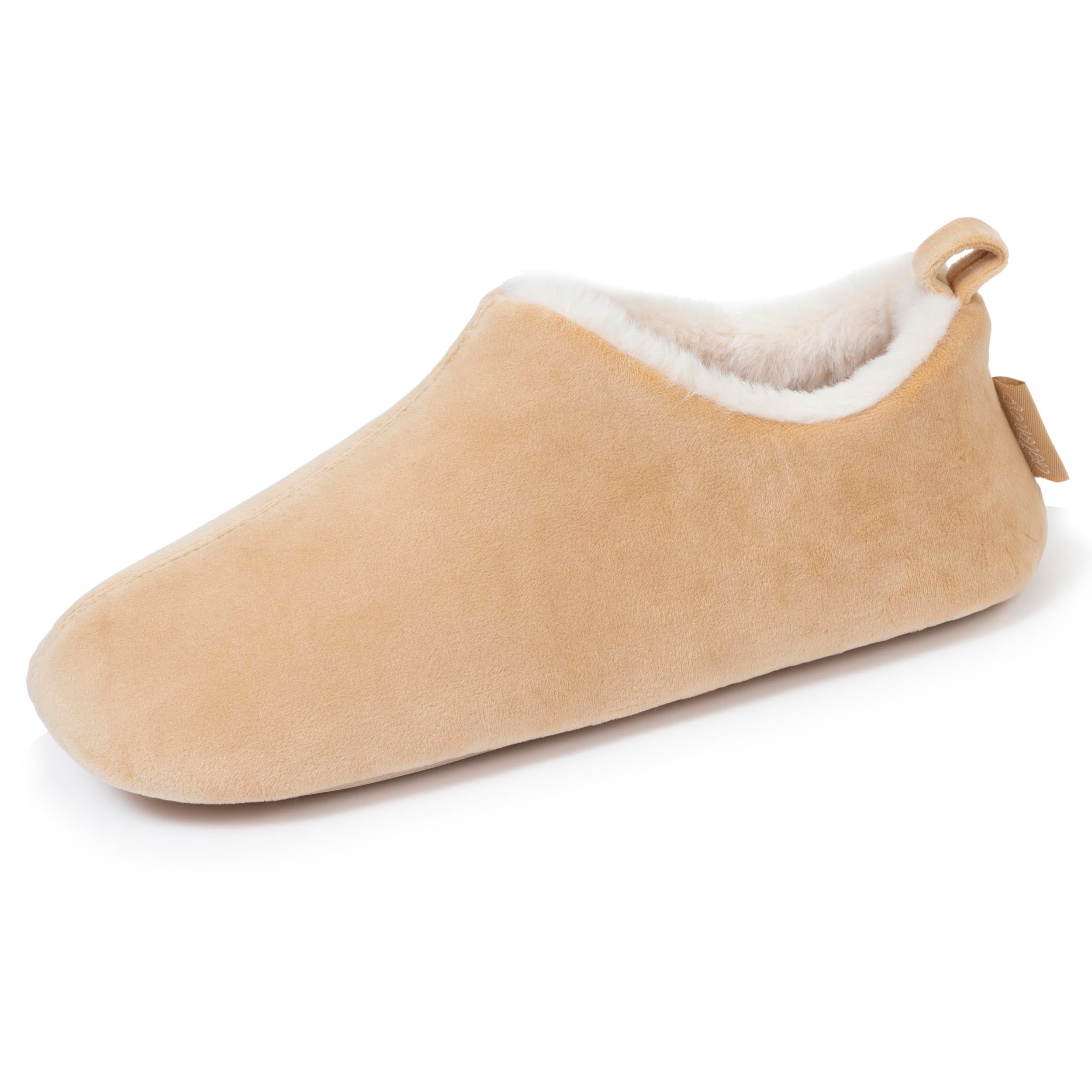 isotoner-chaussons-bottillons-femme-microvelours-beige image 1