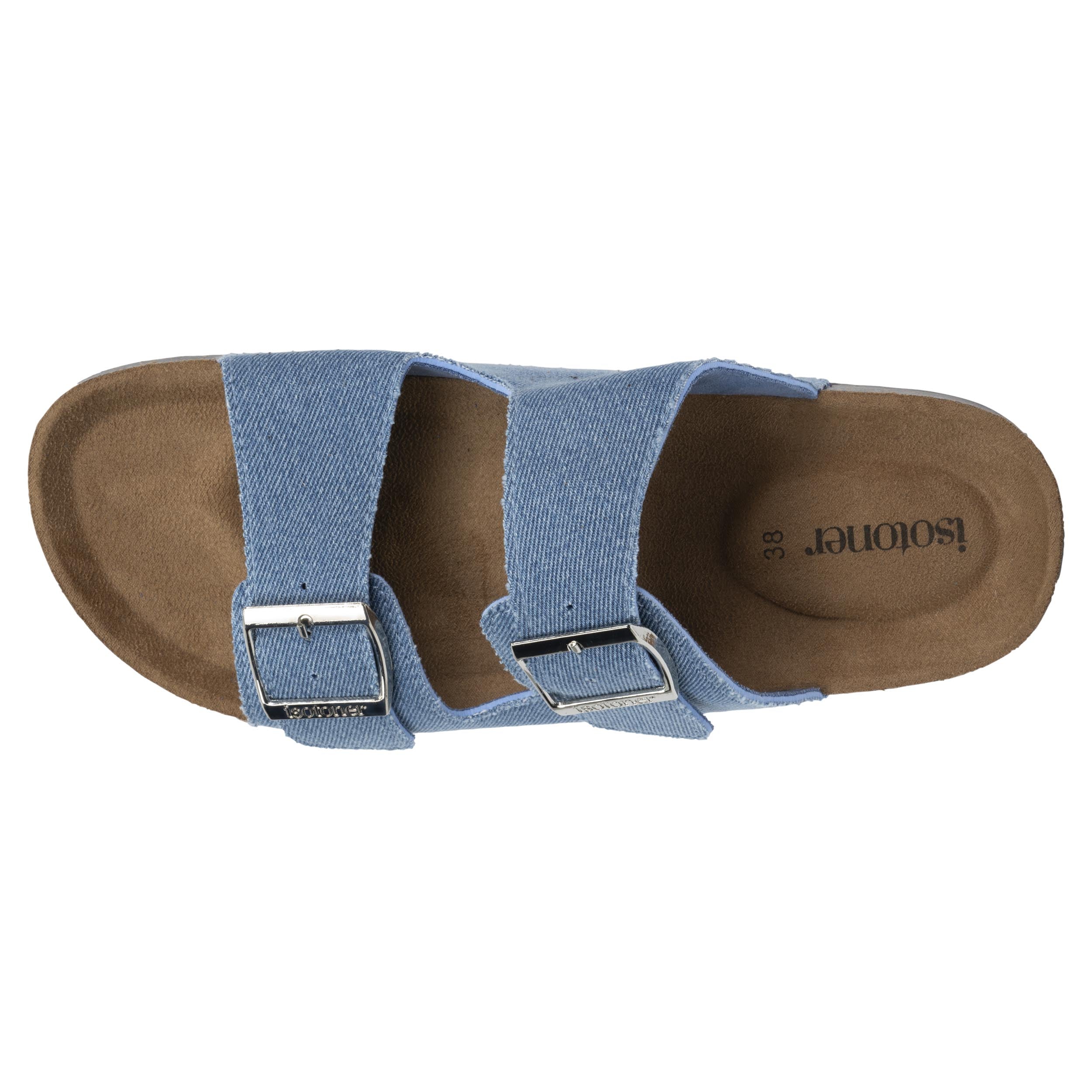 isotoner-mules-sandales-femme-double-bride-bleu image 3