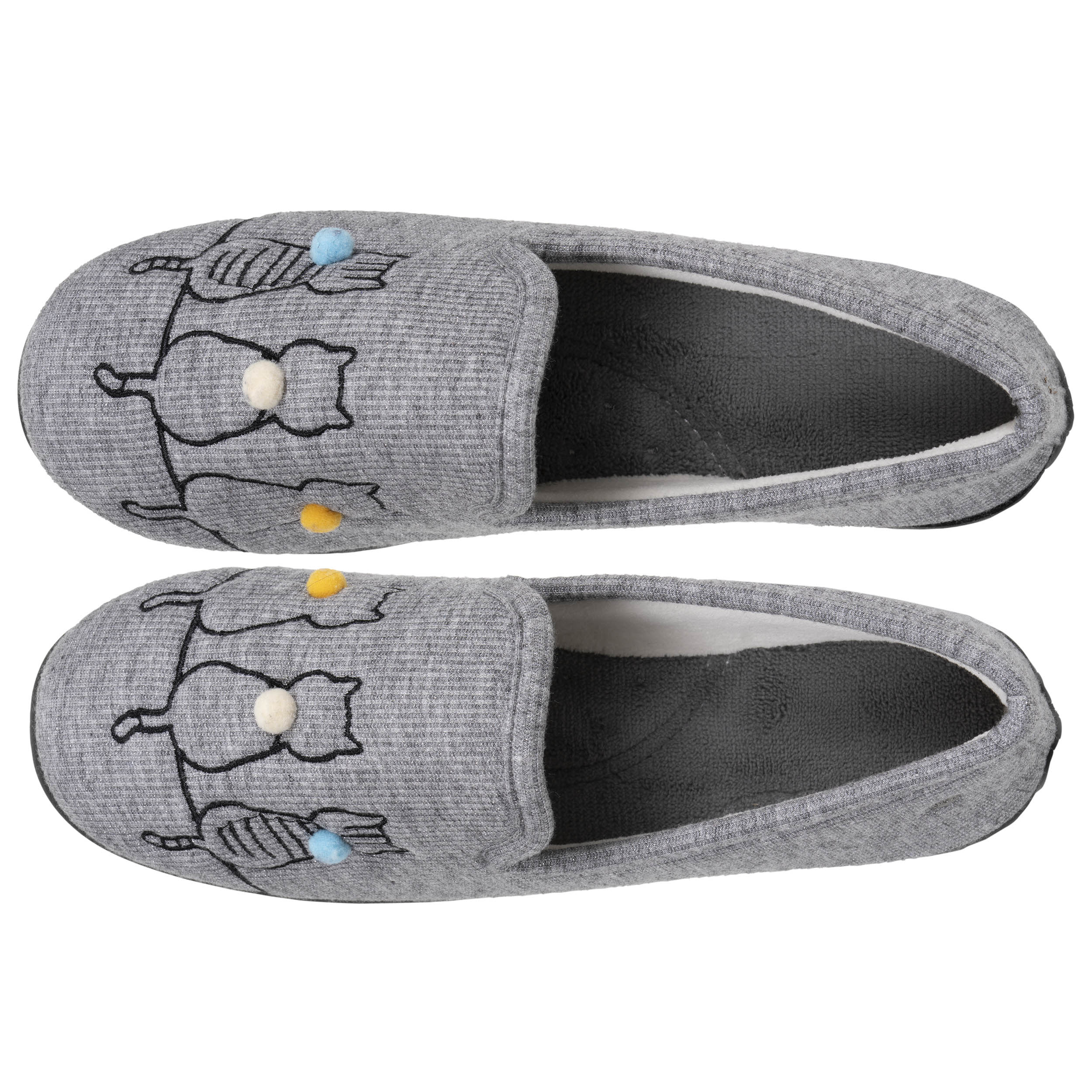 isotoner-chaussons-charentaises-femme-chat-gris-iris image 3