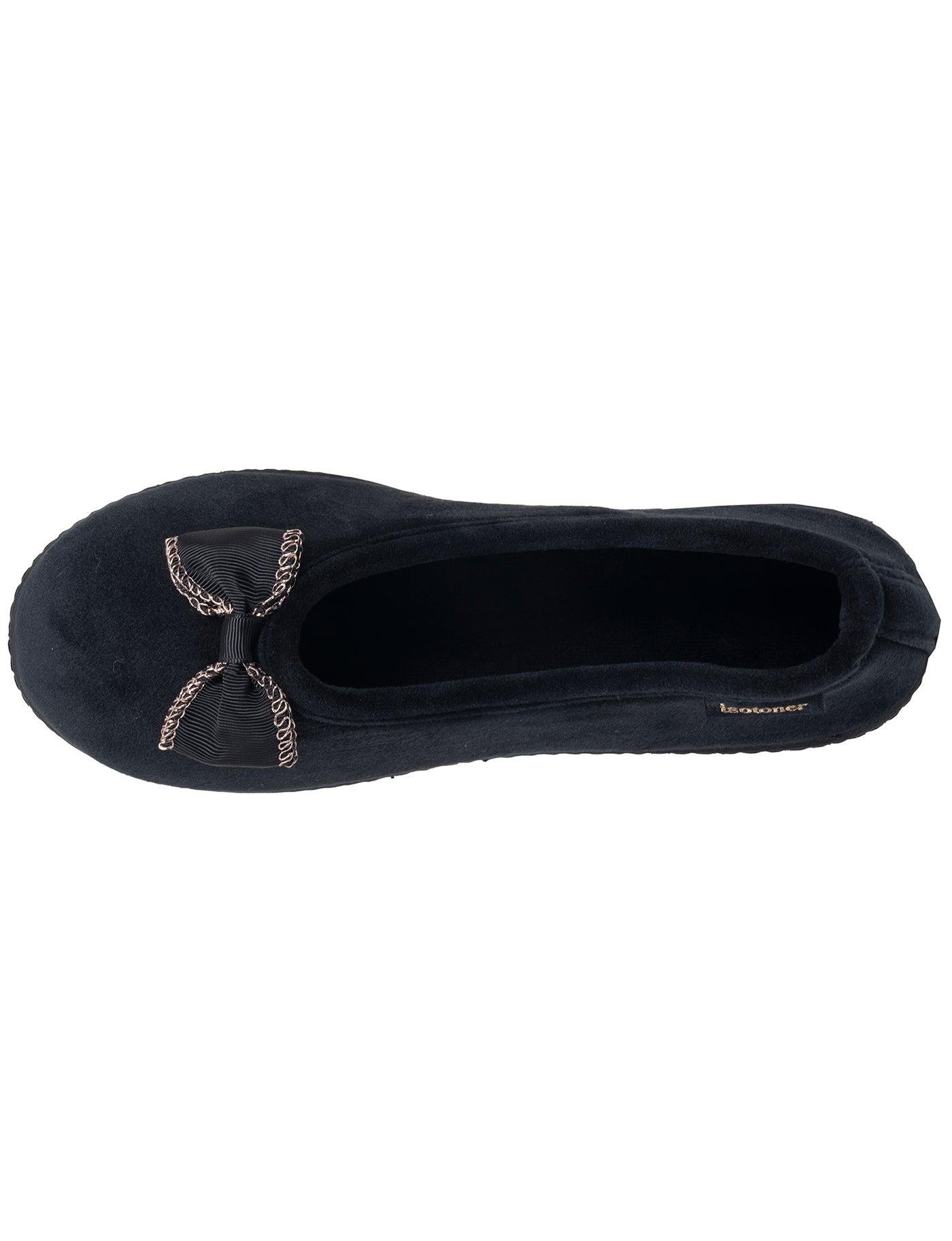 isotoner-chaussons-ballerines-femme-noir-microvelours-m-moire-de-forme image 7