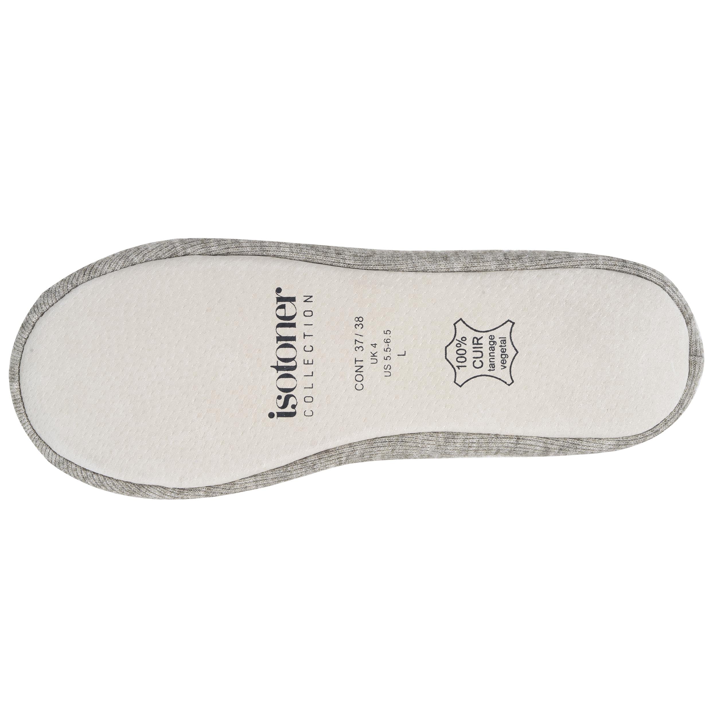 isotoner-chaussons-ballerines-femme-grand-n-ud-kaki image 5