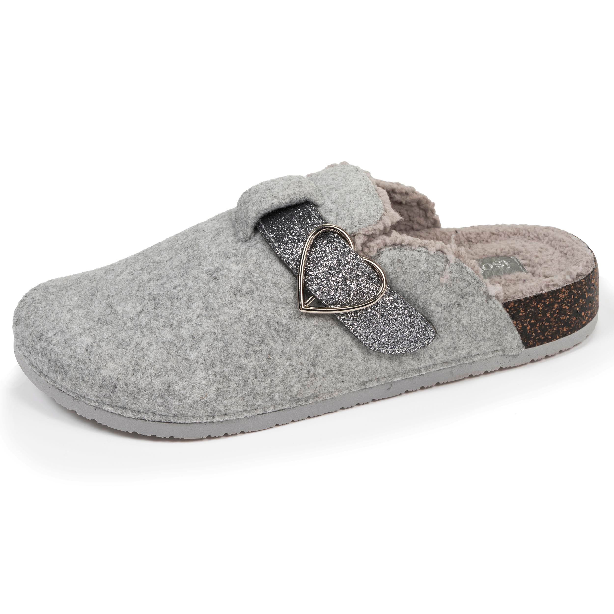 isotoner-chaussons-sabots-femme-gris-chin-paillettes image 1