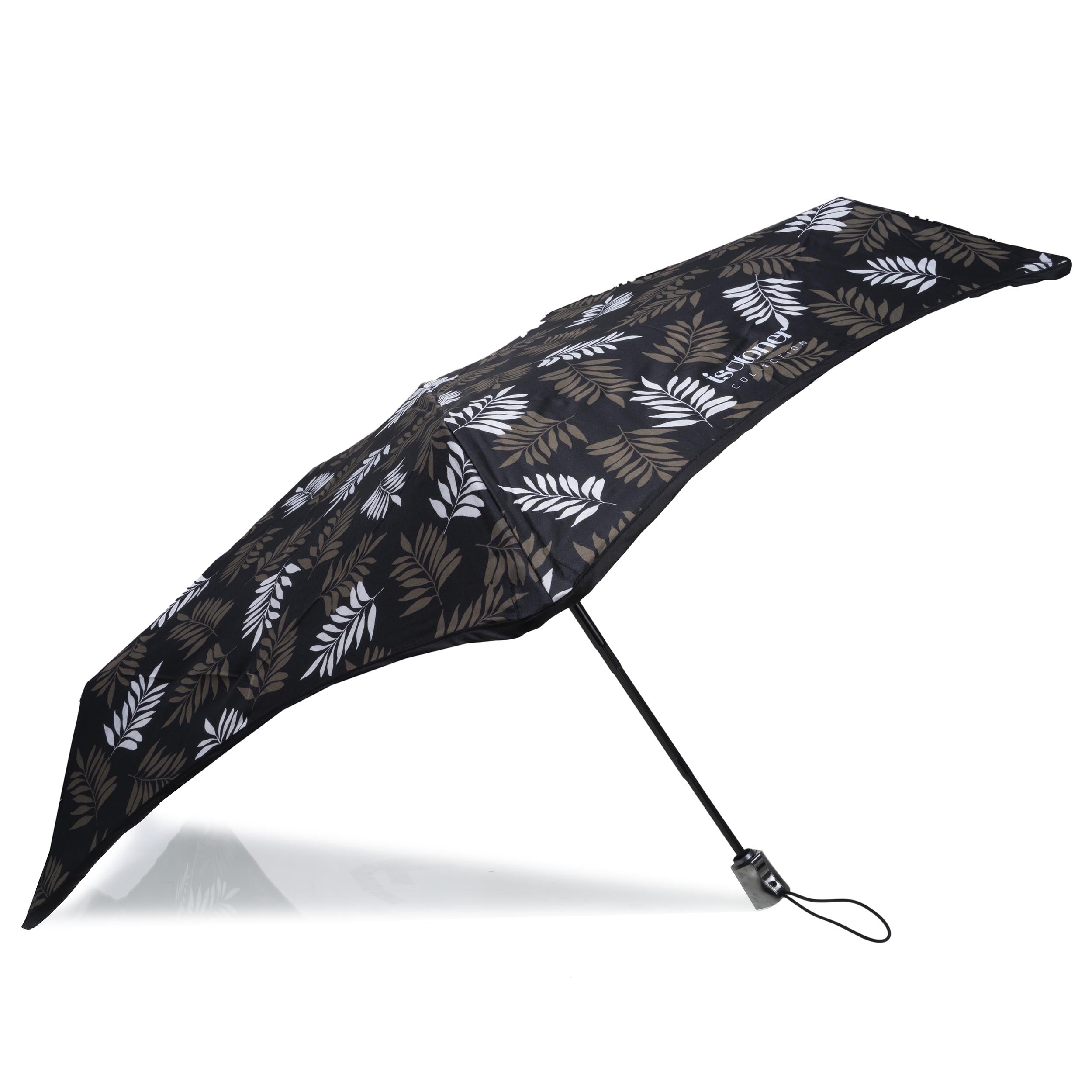 isotoner-parapluie-x-tra-solide-23-cm-feuille-kaki-auto image 2