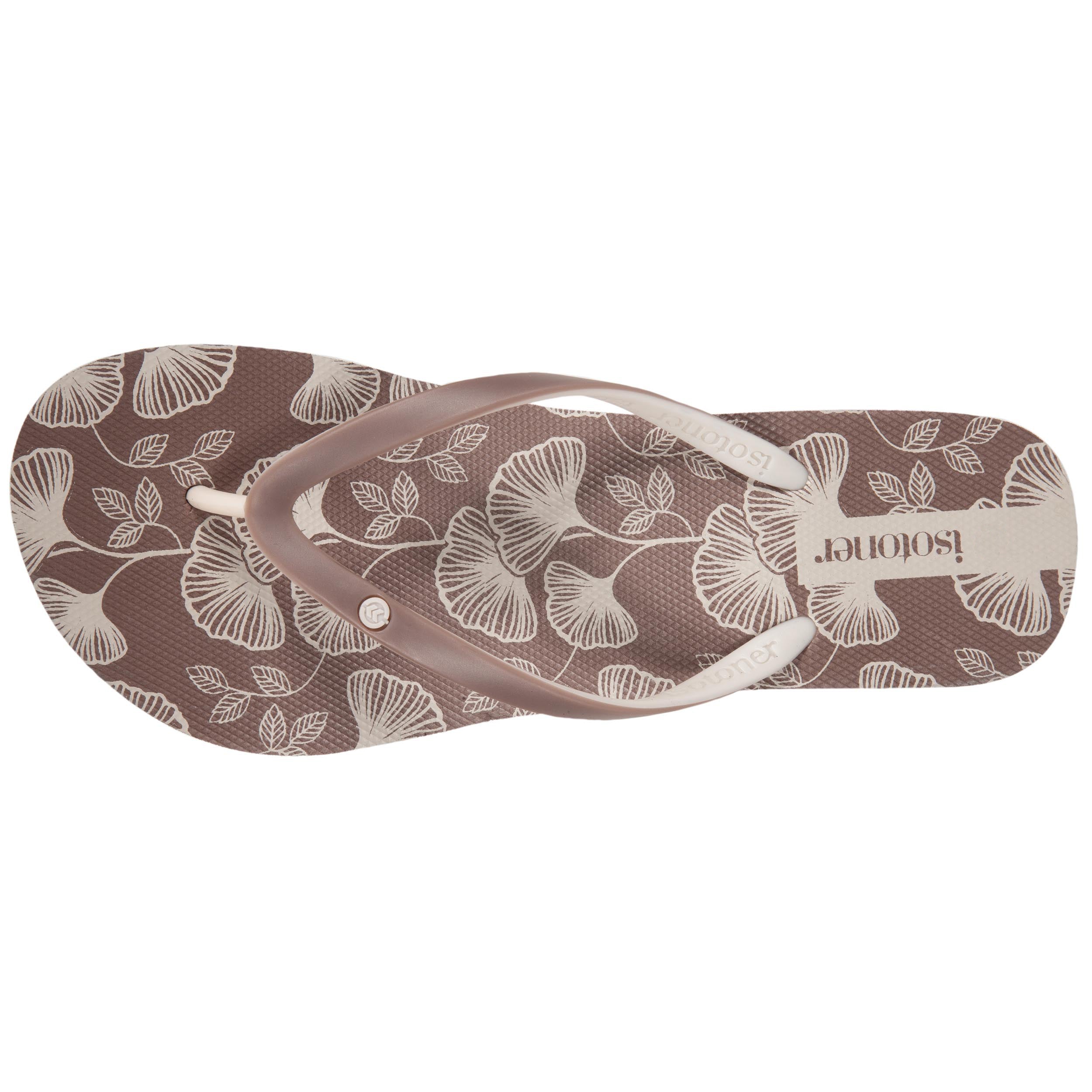 isotoner-tongs-femme-talon-4-cm-floral-taupe image 2