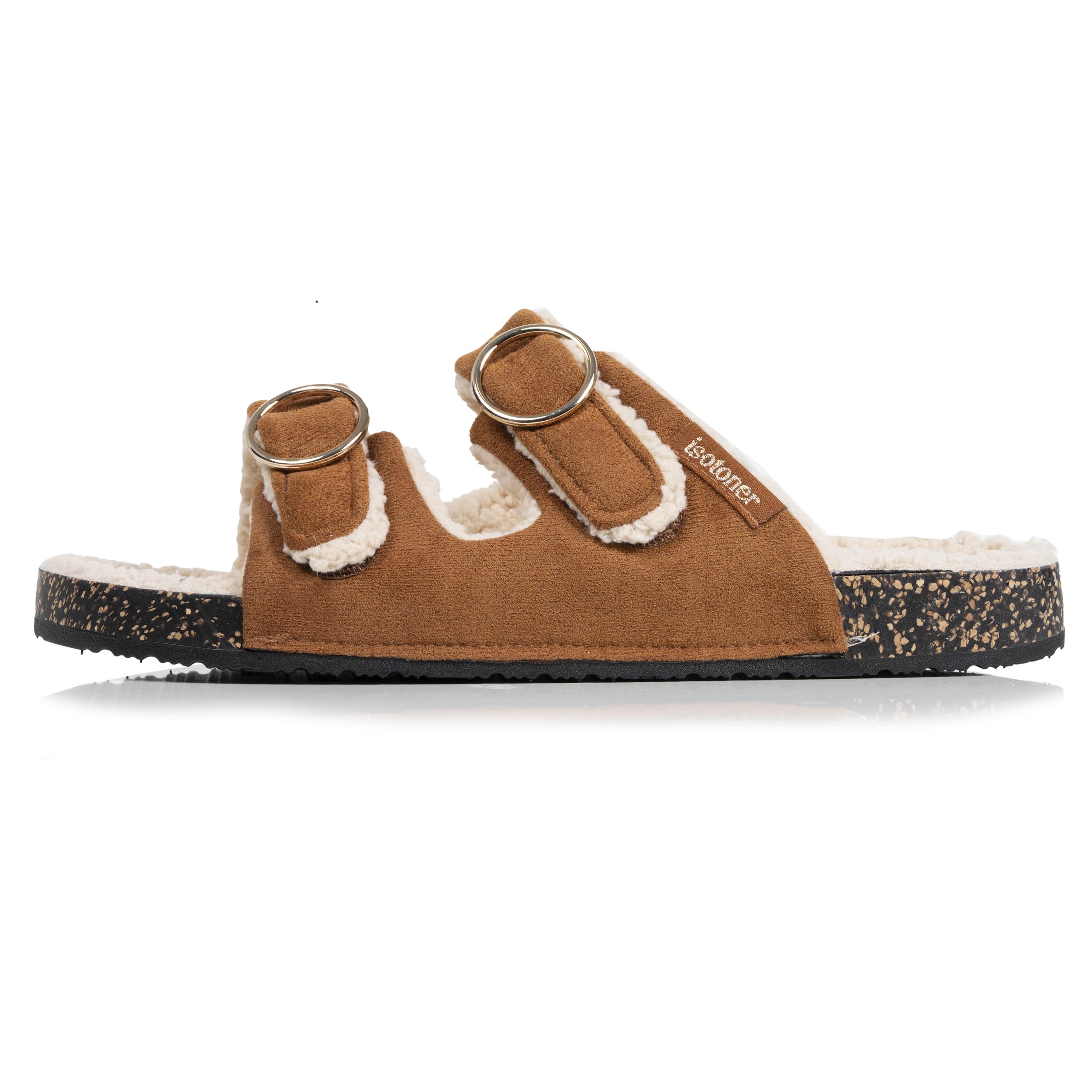 isotoner-mules-ouvertes-femme-camel-sherpa image 3