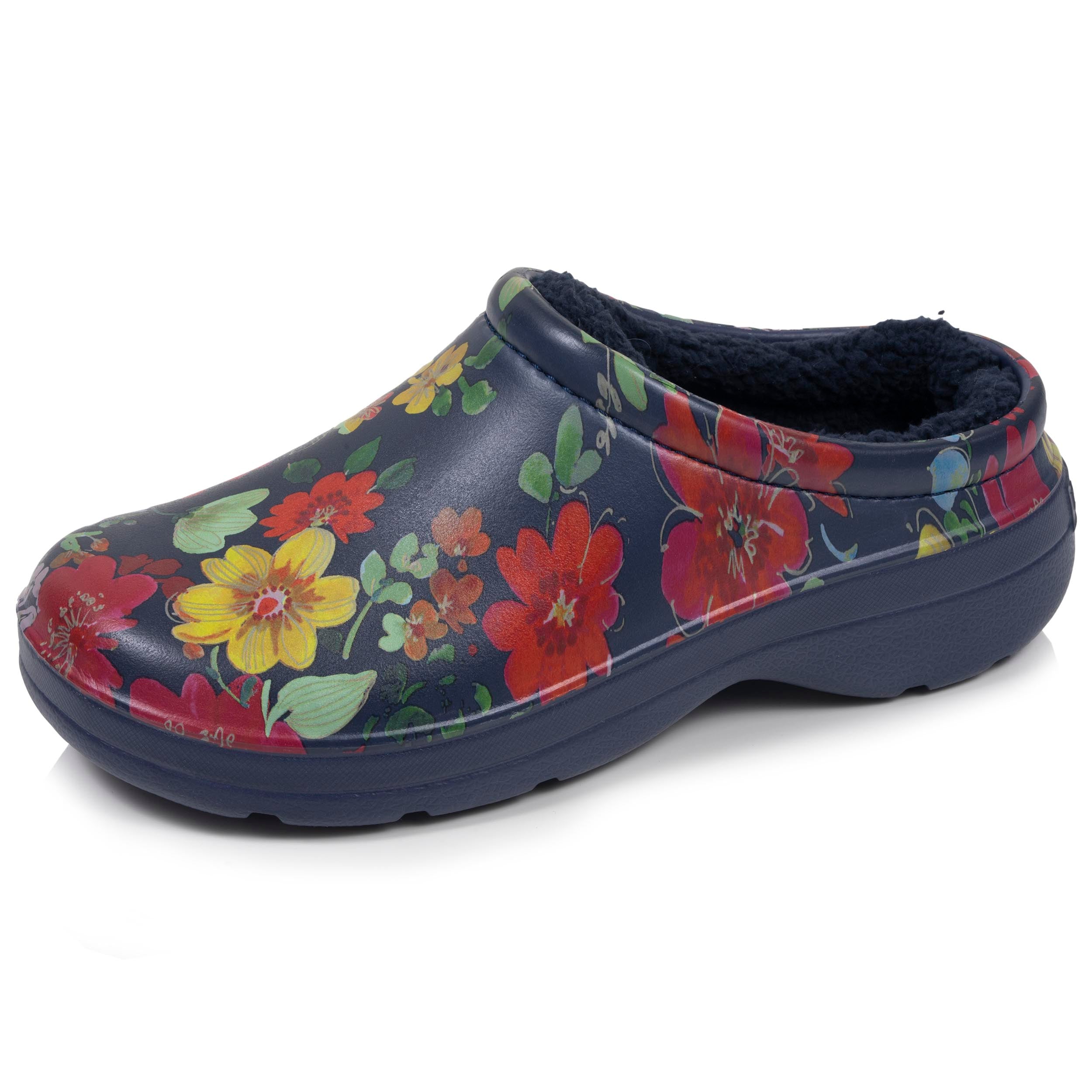 isotoner-sabots-jardin-femme-fourr-s-fleurs-marine-everywear image 1