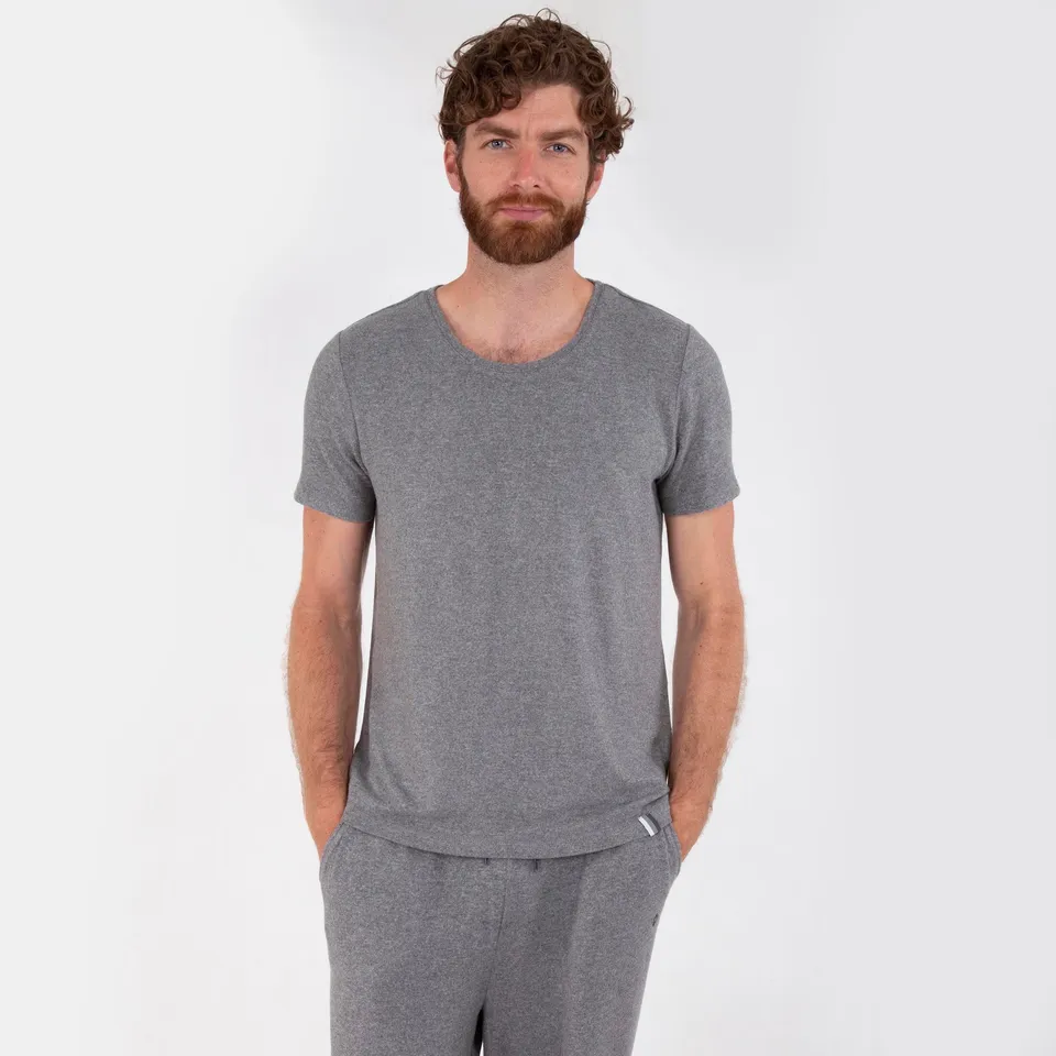 isotoner-t-shirt-manches-courtes-homme-gris-viscose-ecovero image 1