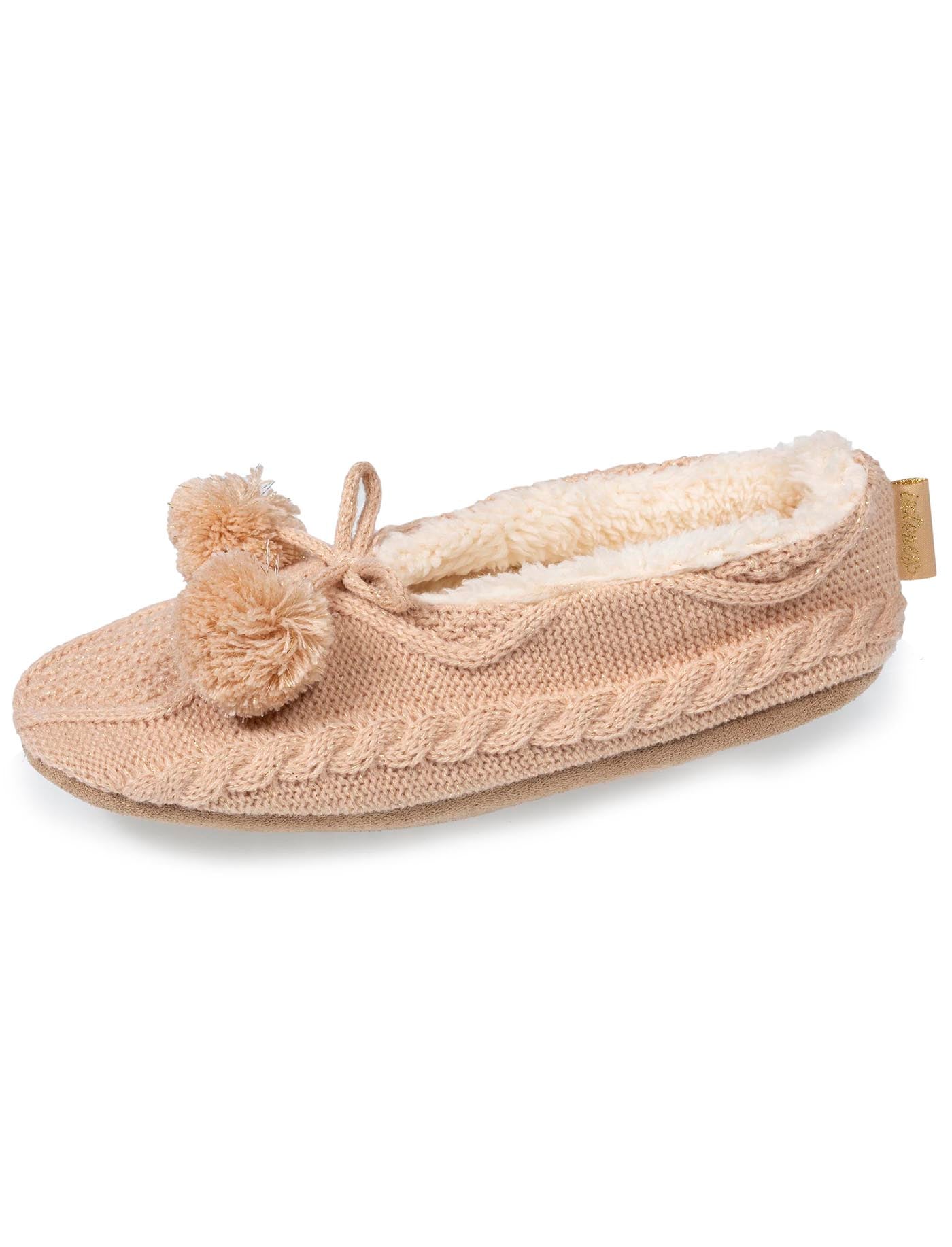 isotoner-chaussettes-chaussons-femme-pompons-sherpa-beige image 6