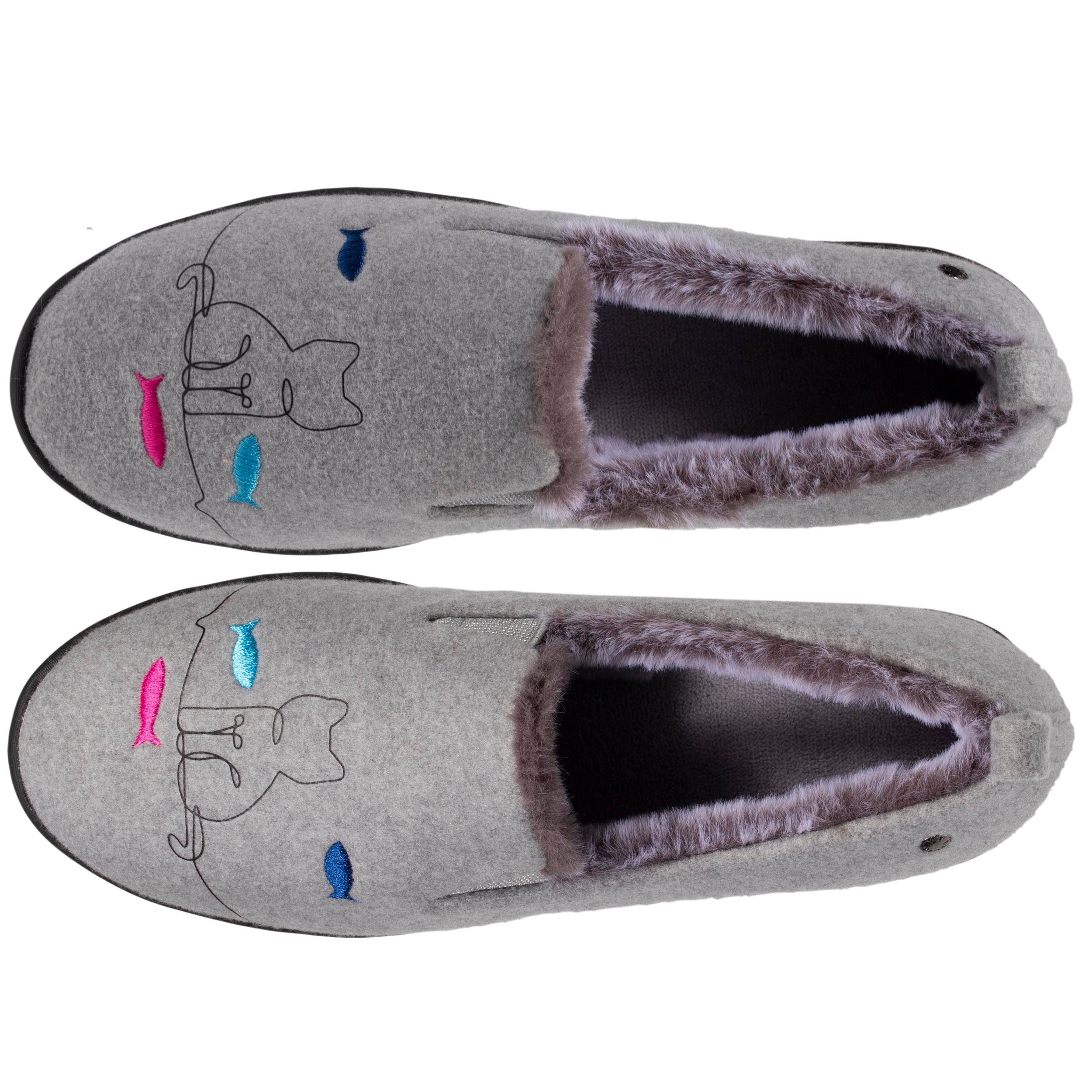 isotoner-chaussons-slippers-talon-femme-gris-chat-4-5-cm image 2