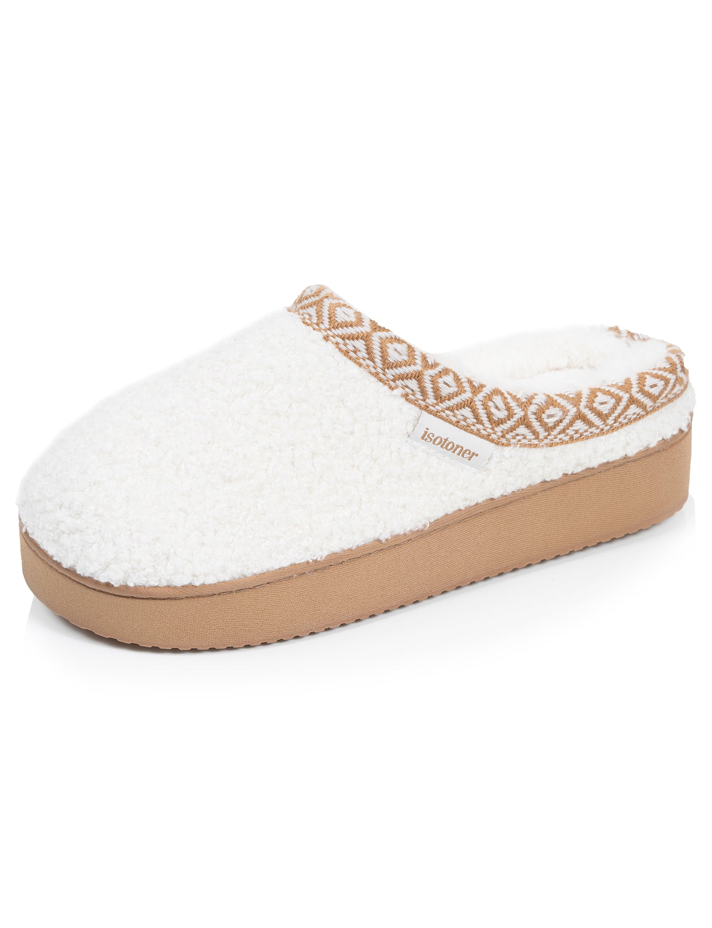isotoner-chaussons-mules-plateforme-femme-ivoire-liser image 6