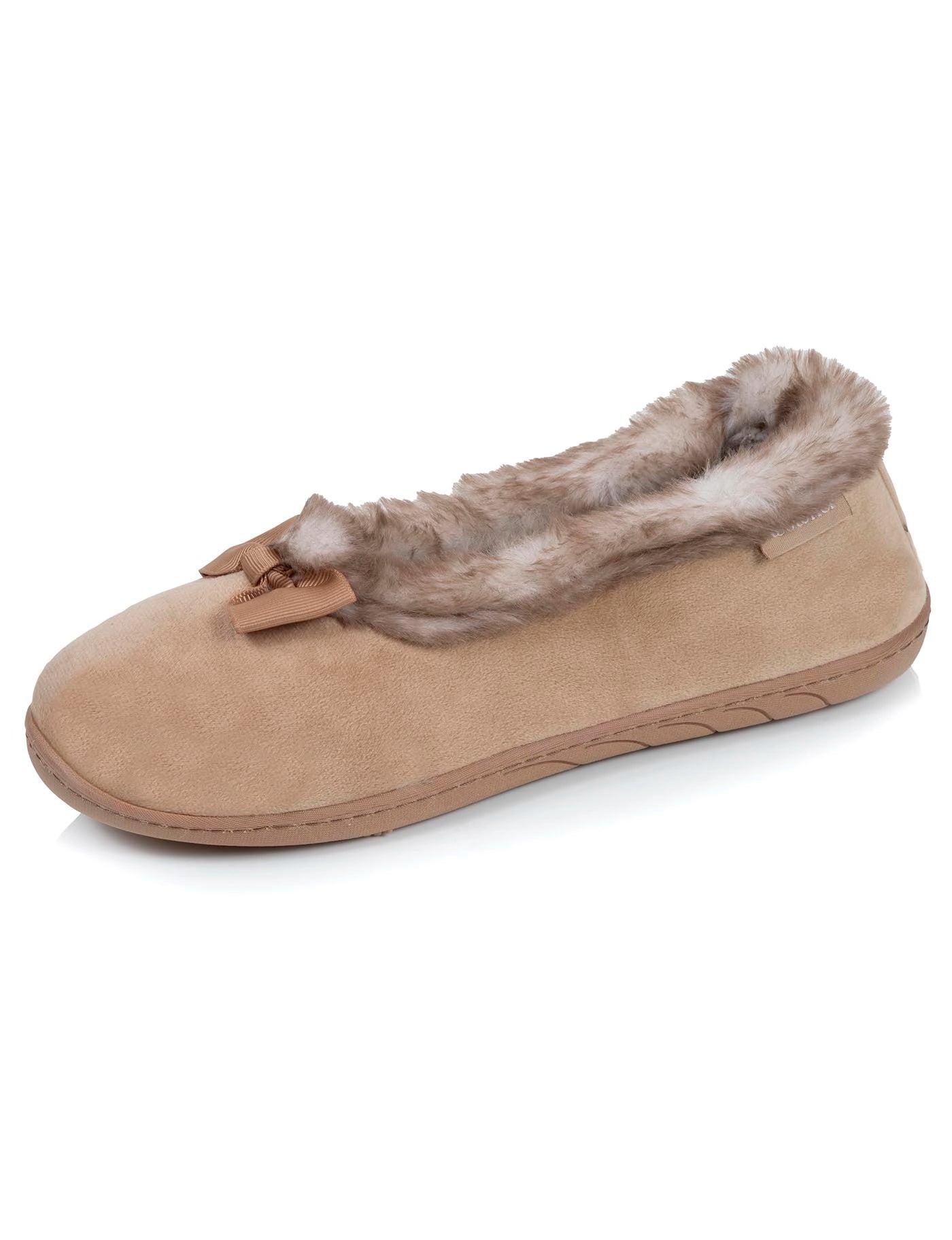 isotoner-chaussons-ballerines-recycl-es-femme-camel image 6