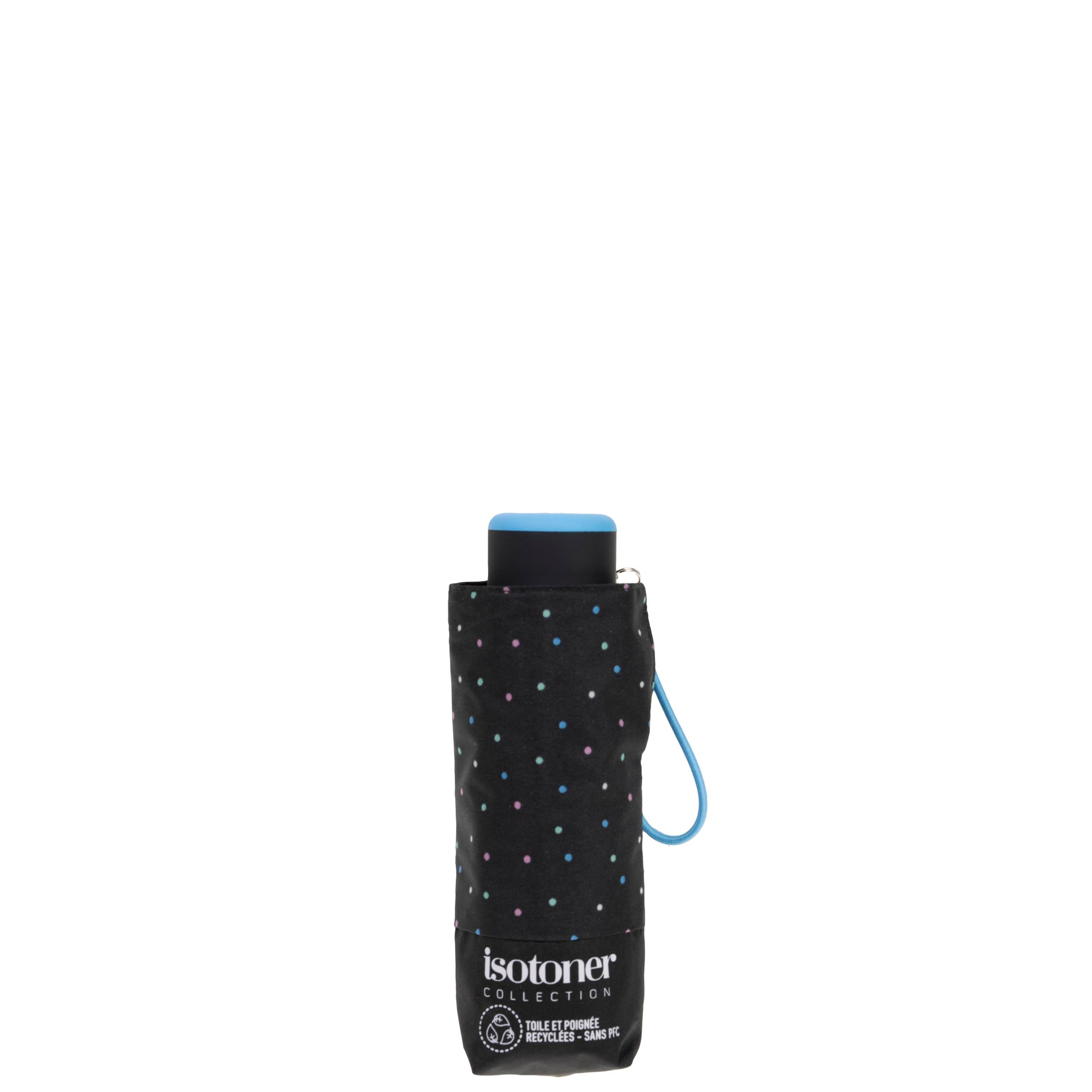 isotoner-parapluie-mini-slim-mini-pois-noir-recycl image 4