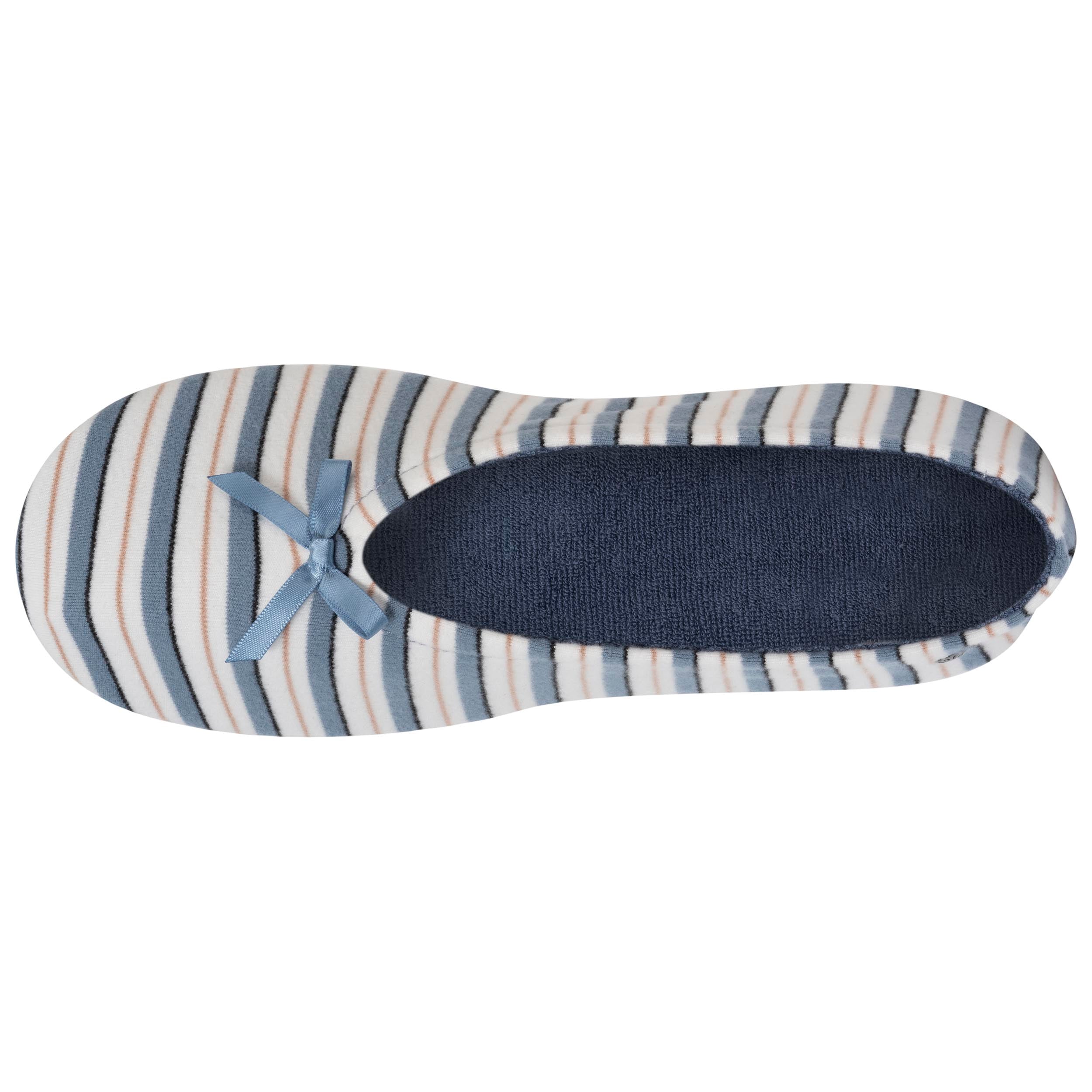 isotoner-chaussons-ballerines-grand-n-ud-femme-rayure image 2