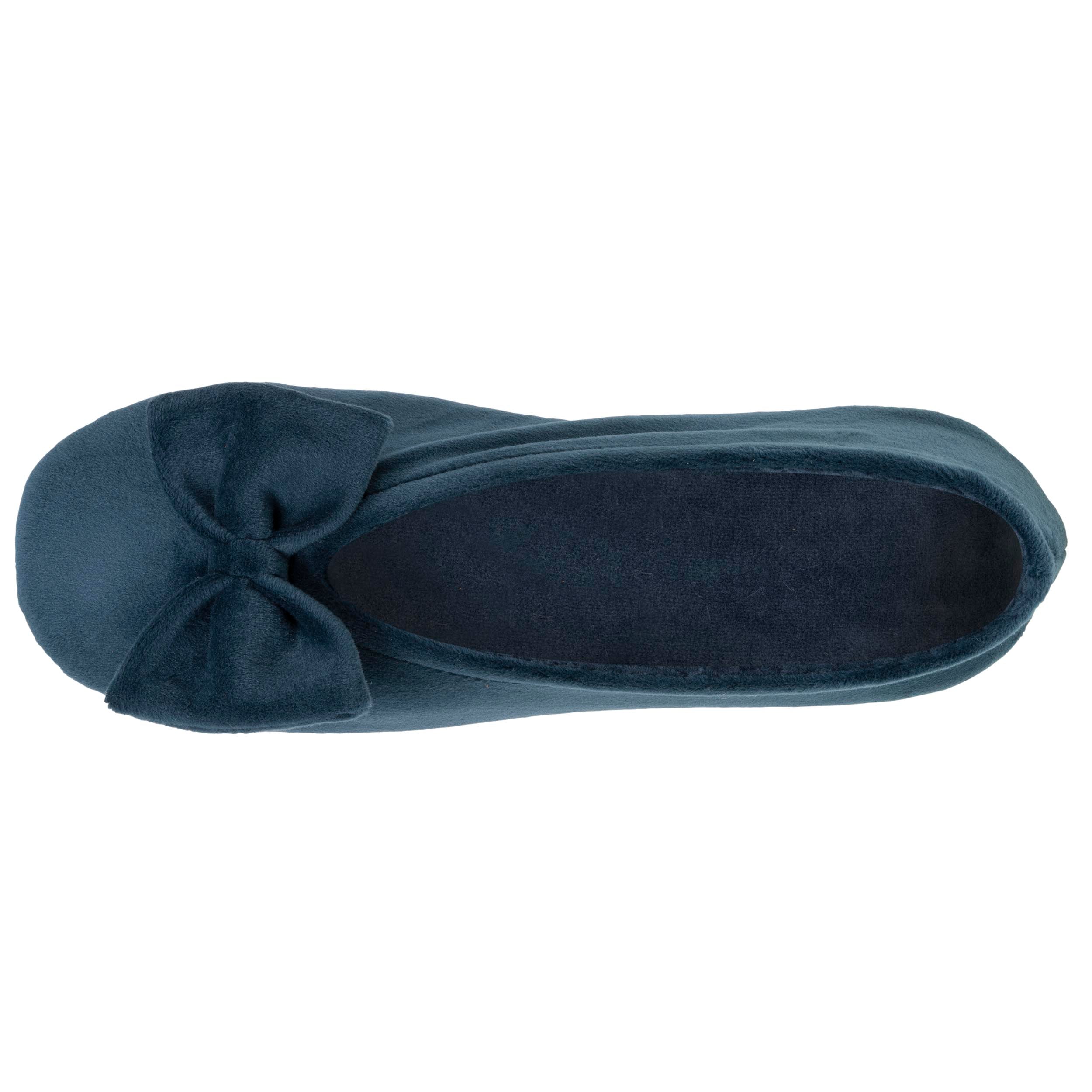 isotoner-chaussons-ballerines-femme-grand-n-ud-bleu-canard image 3
