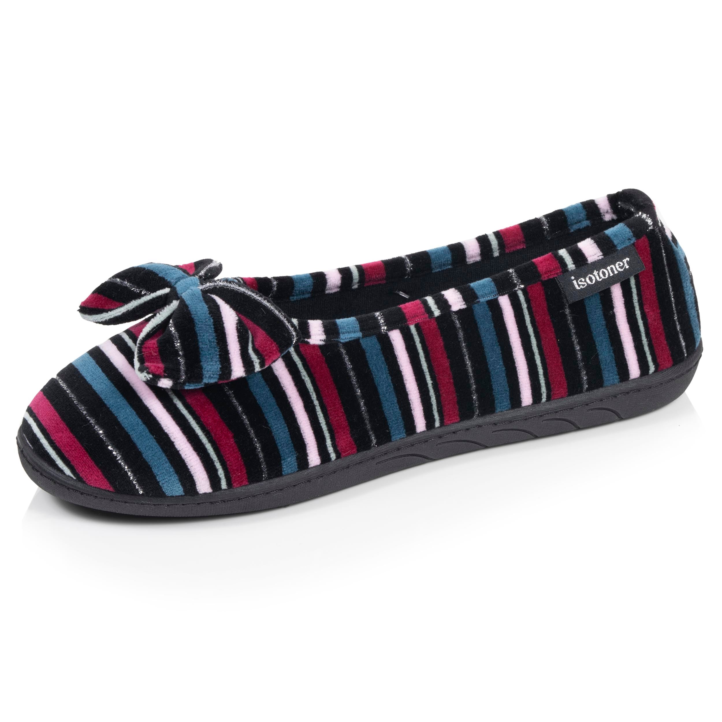 isotoner-chaussons-ballerines-femme-rayures-canard image 1