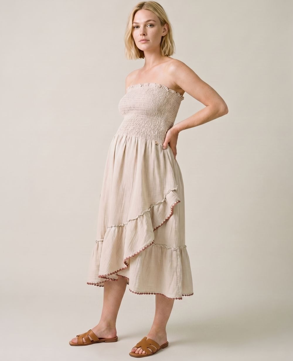 cache-c-ur-laila-robe-jupe-de-maternit-2-en-1-beige image 2