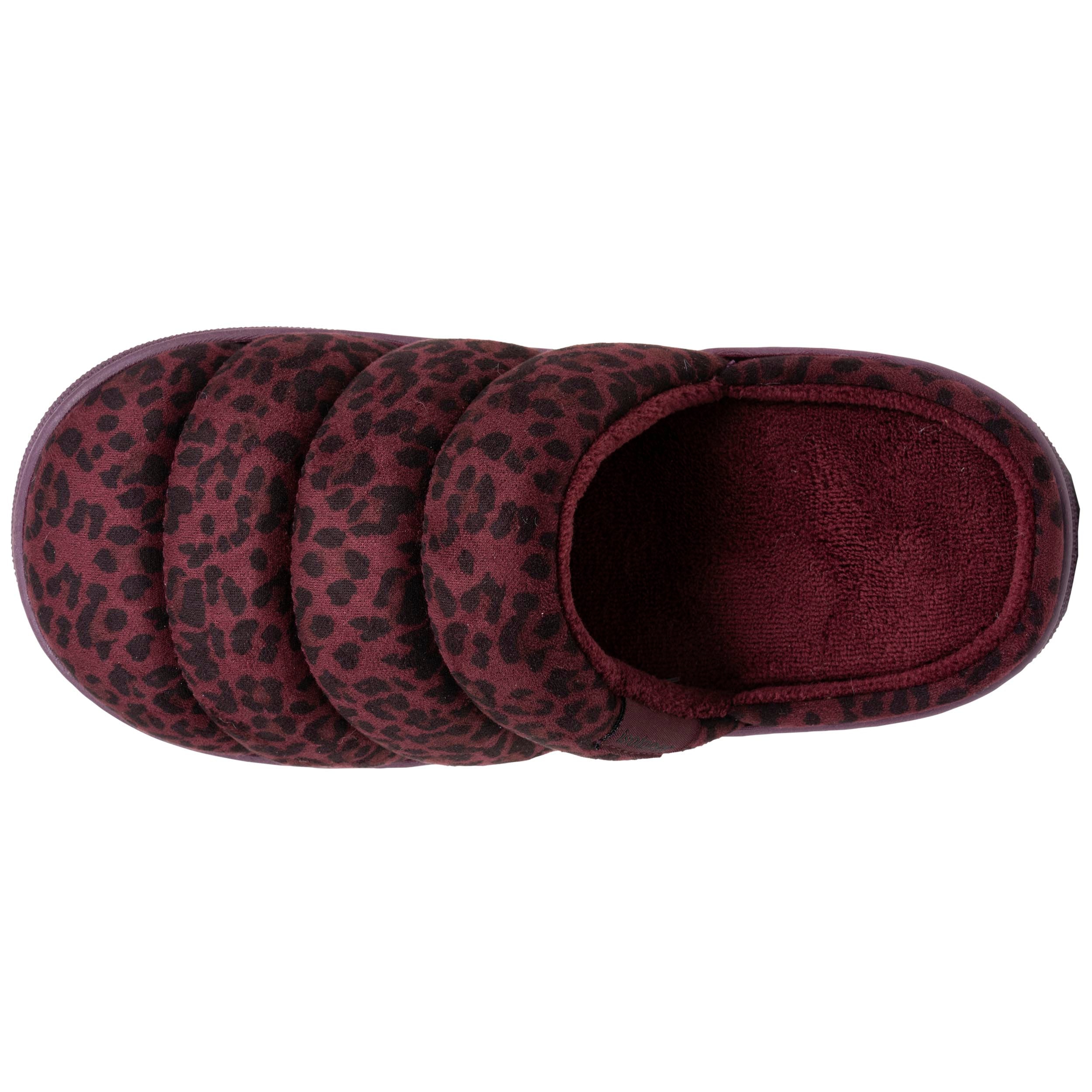 isotoner-chaussons-mules-femme-bloup-l-opard-bordeaux image 3