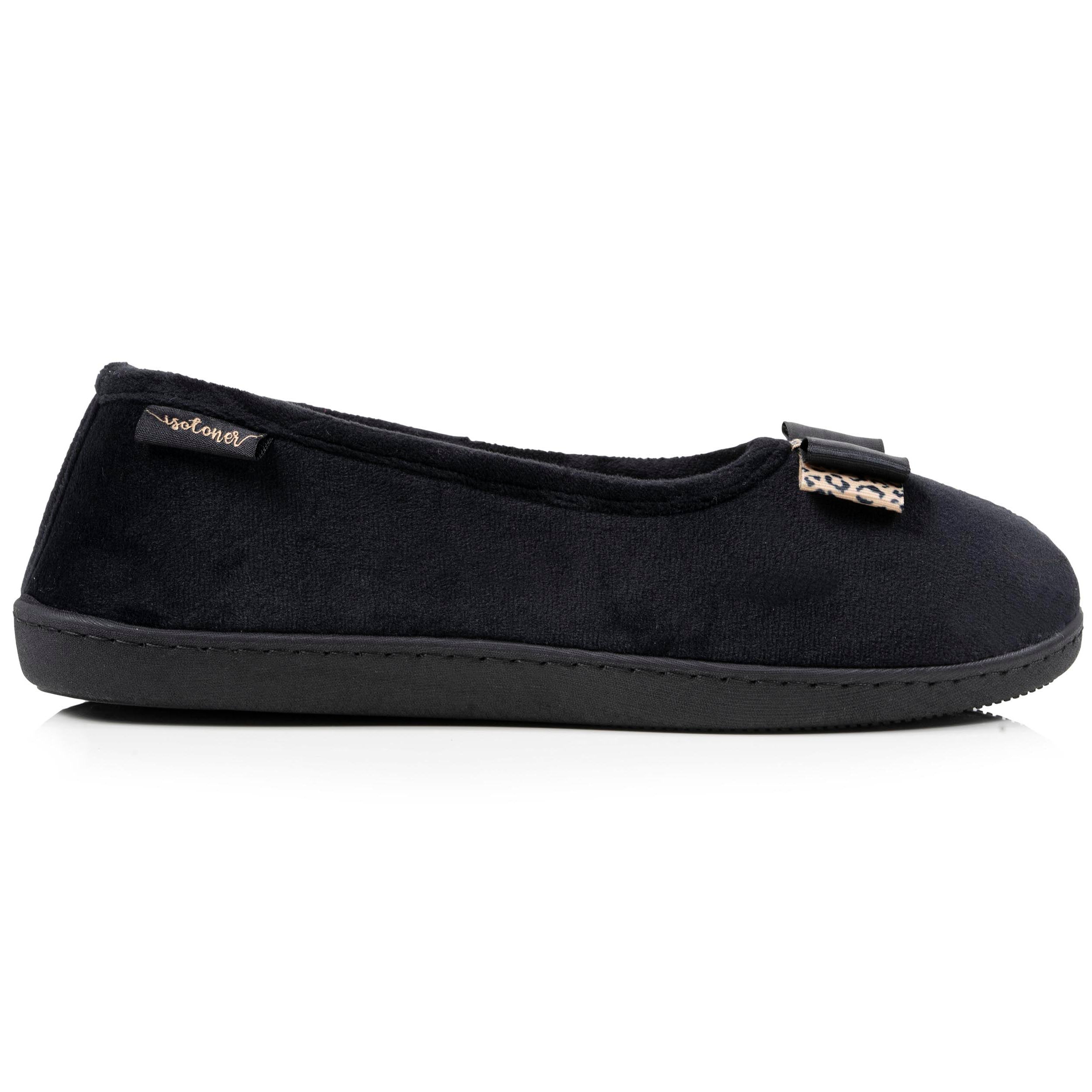 isotoner-chaussons-ballerines-femme-noir-n-ud-l-opard image 8