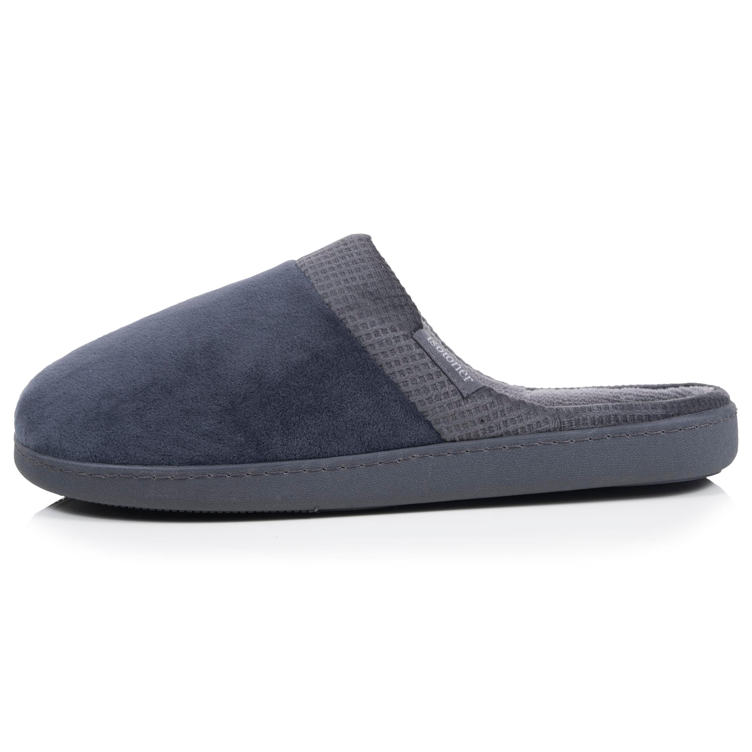 isotoner-chaussons-mules-homme-carr-s-gris-ergonomiques image 4