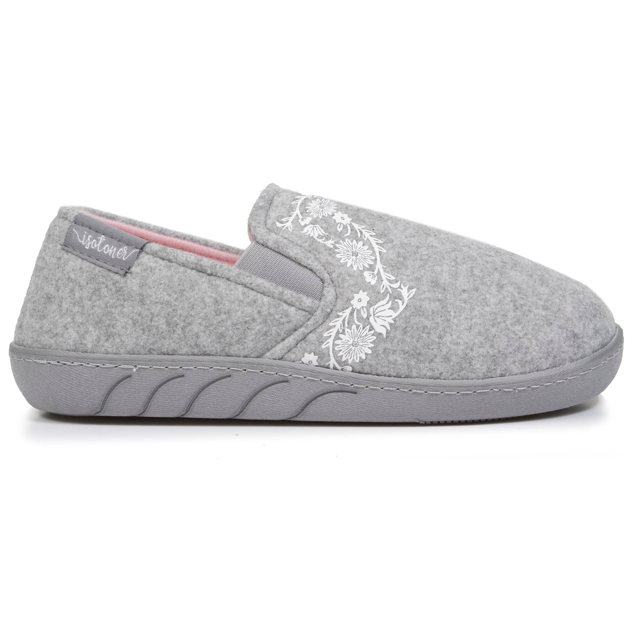 isotoner-chaussons-sans-g-nes-junior-gris-chin-fleurs image 8