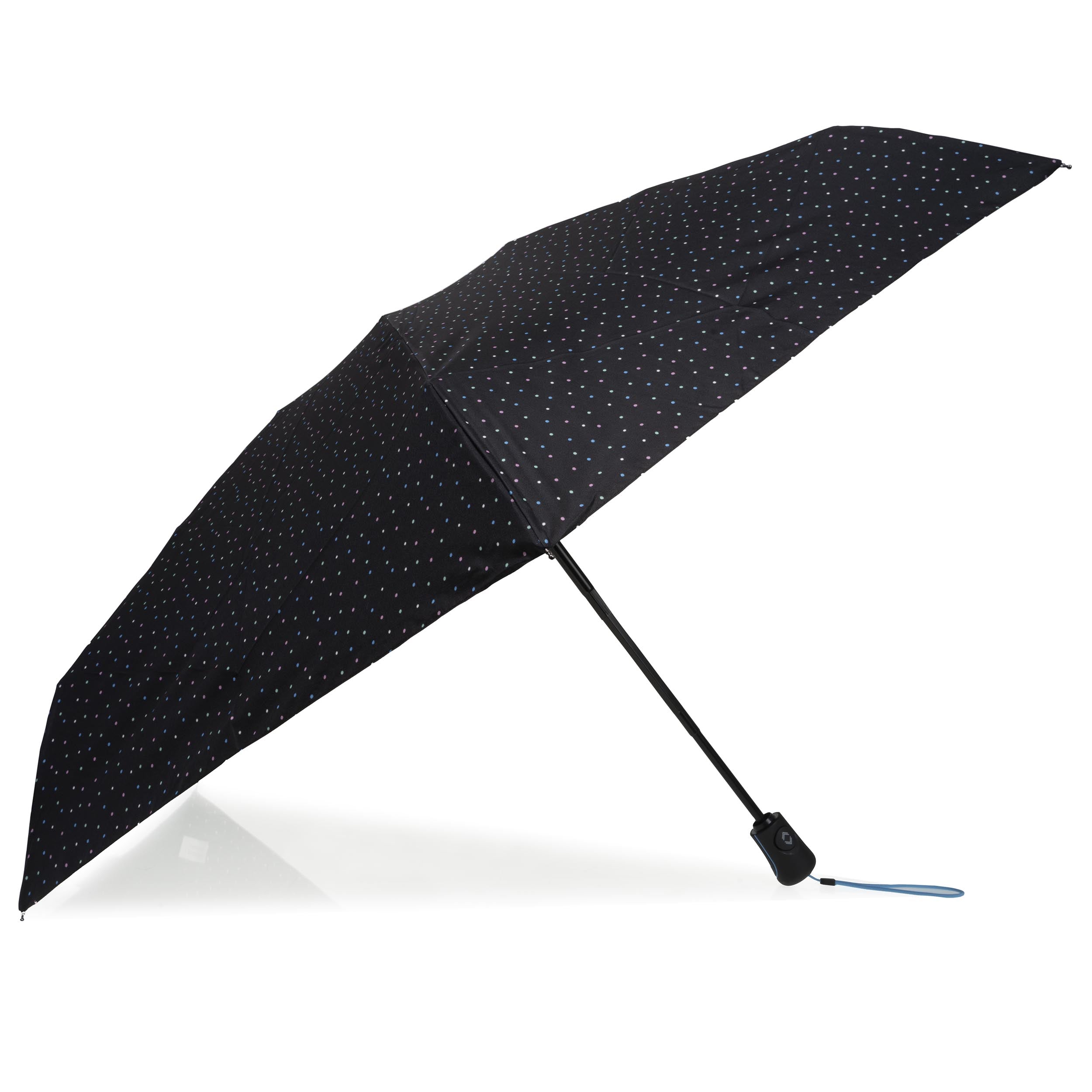 isotoner-parapluie-mini-auto-pois-noir image 2
