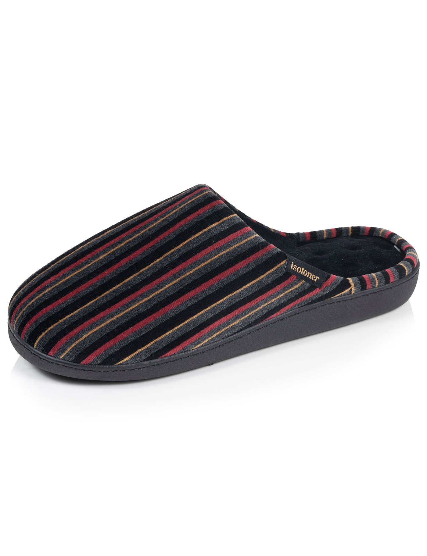 isotoner-chaussons-mules-homme-rayures-bordeaux image 6